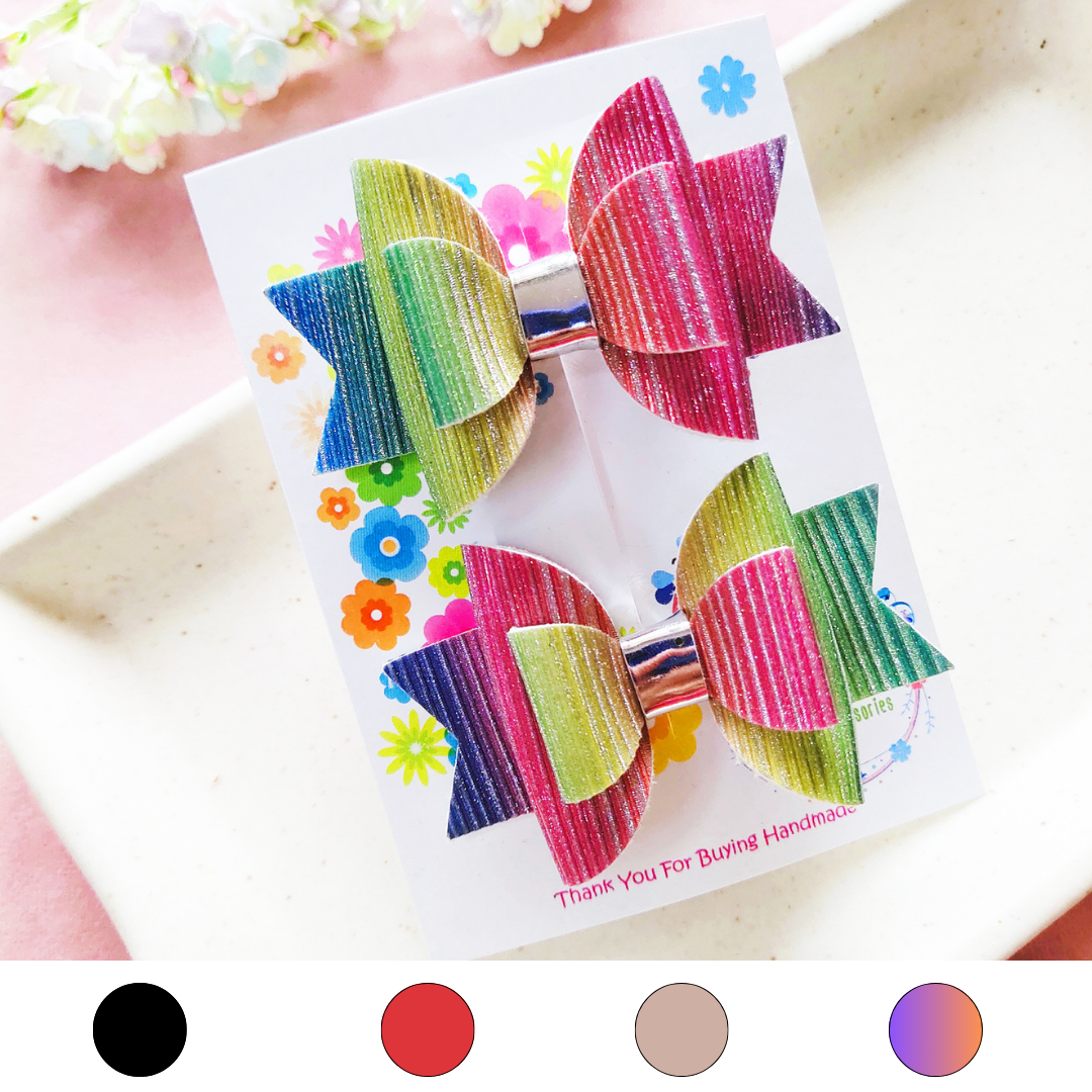 Double Layered Side Clip Pair - 4 Colors