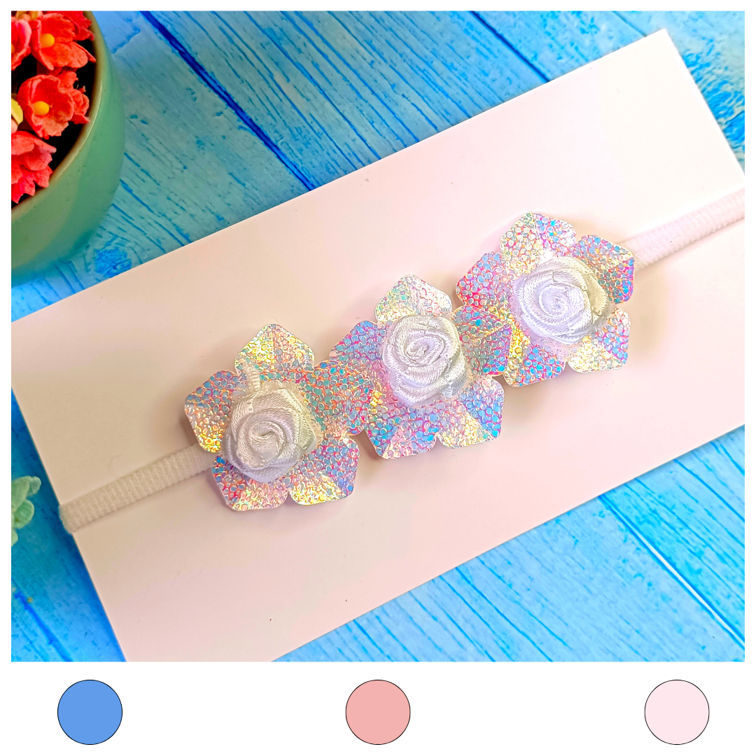 Designer Trio Flower Soft Headband - 3 Colors