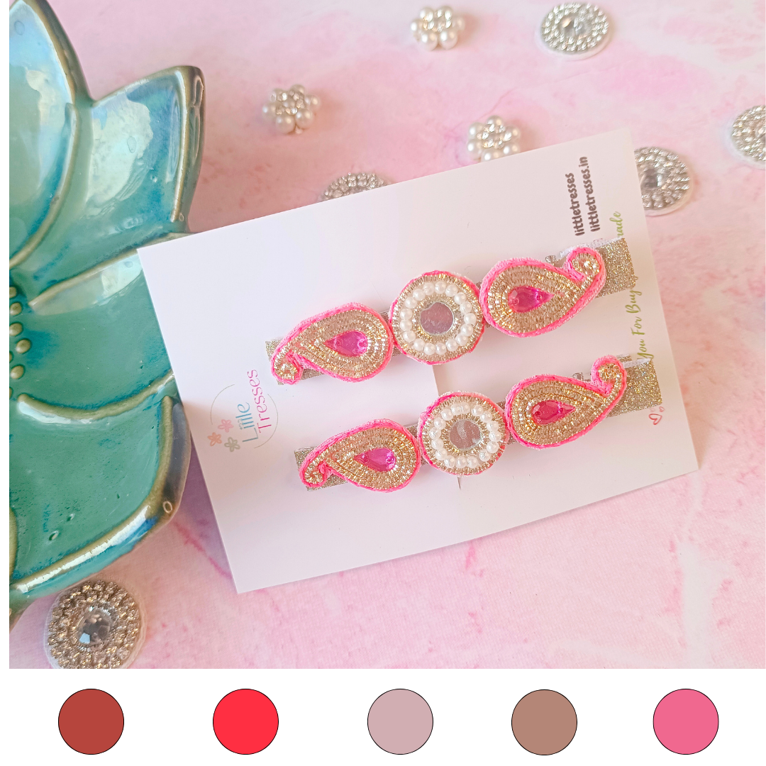 Ethnic Ambi Design Alligator Clip Pair - 5 Colors