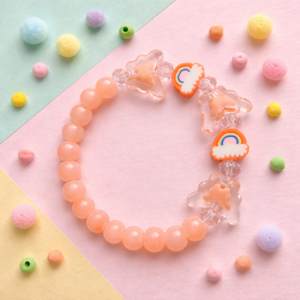 Peach Rainbow & Butterfly Bracelet
