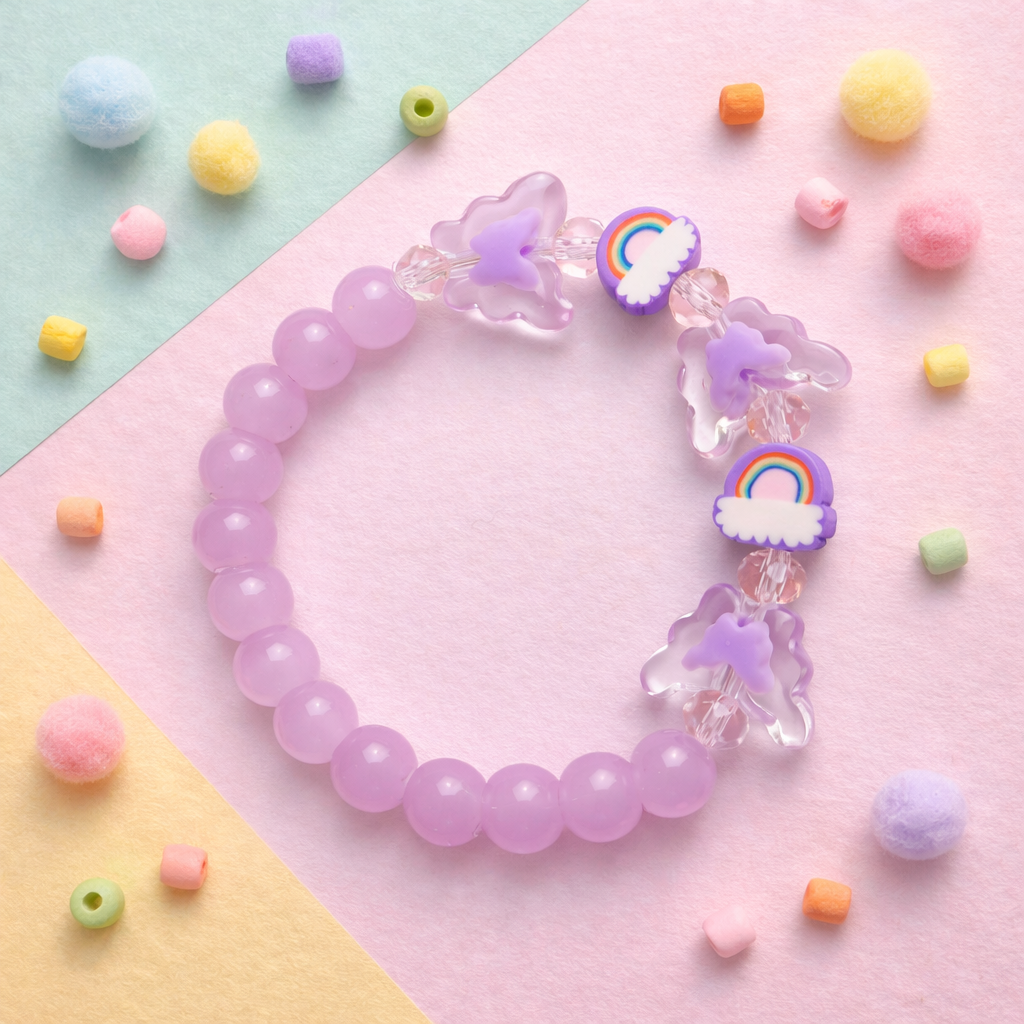 Lavender Rainbow & Butterfly Bracelet