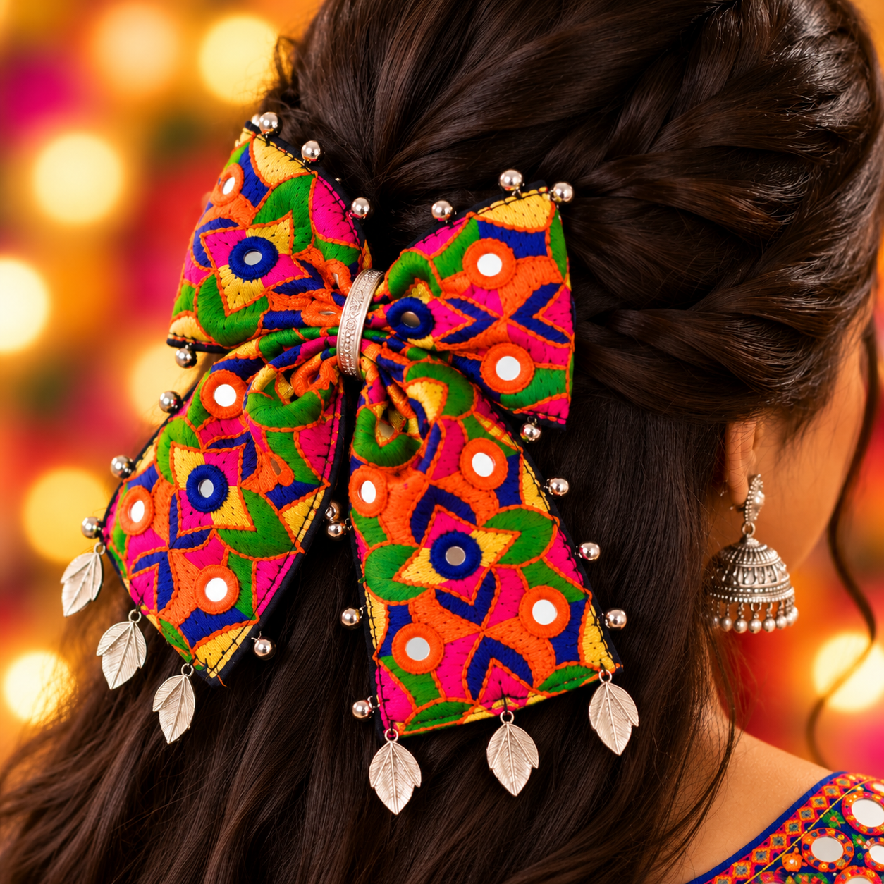 Utsavi Navratri PiggyTail Bow Alligator Clip