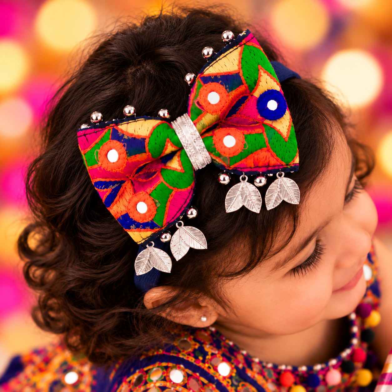 Utsavi Navratri Soft Headband with Antique Leaves & Ghunghroo
