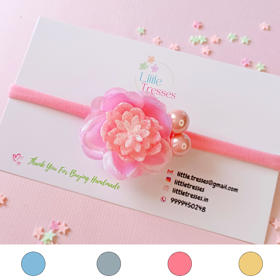 Party wear baby headband with flower and cherry balls