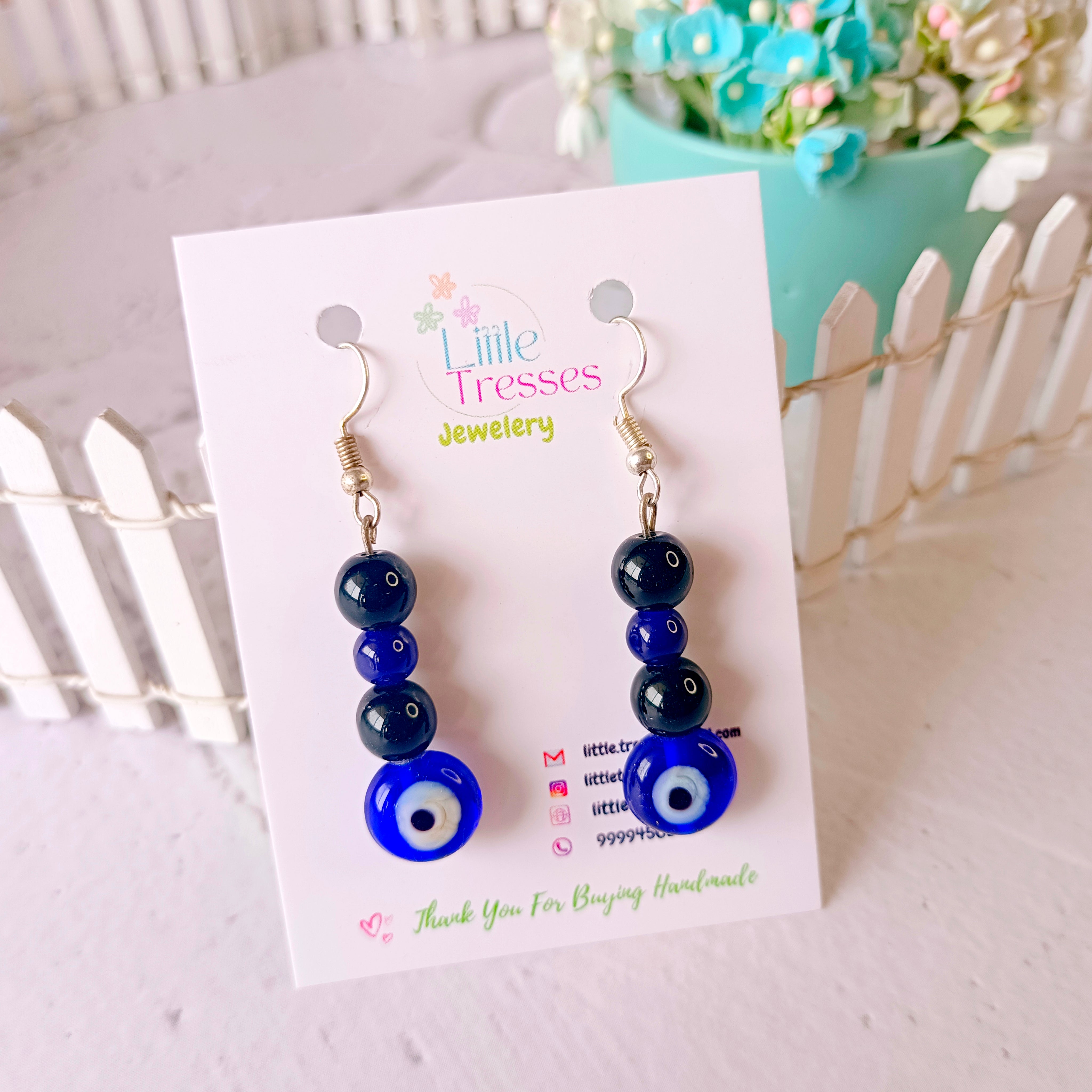 Evil Eye Earrings - Dark Blue & Black