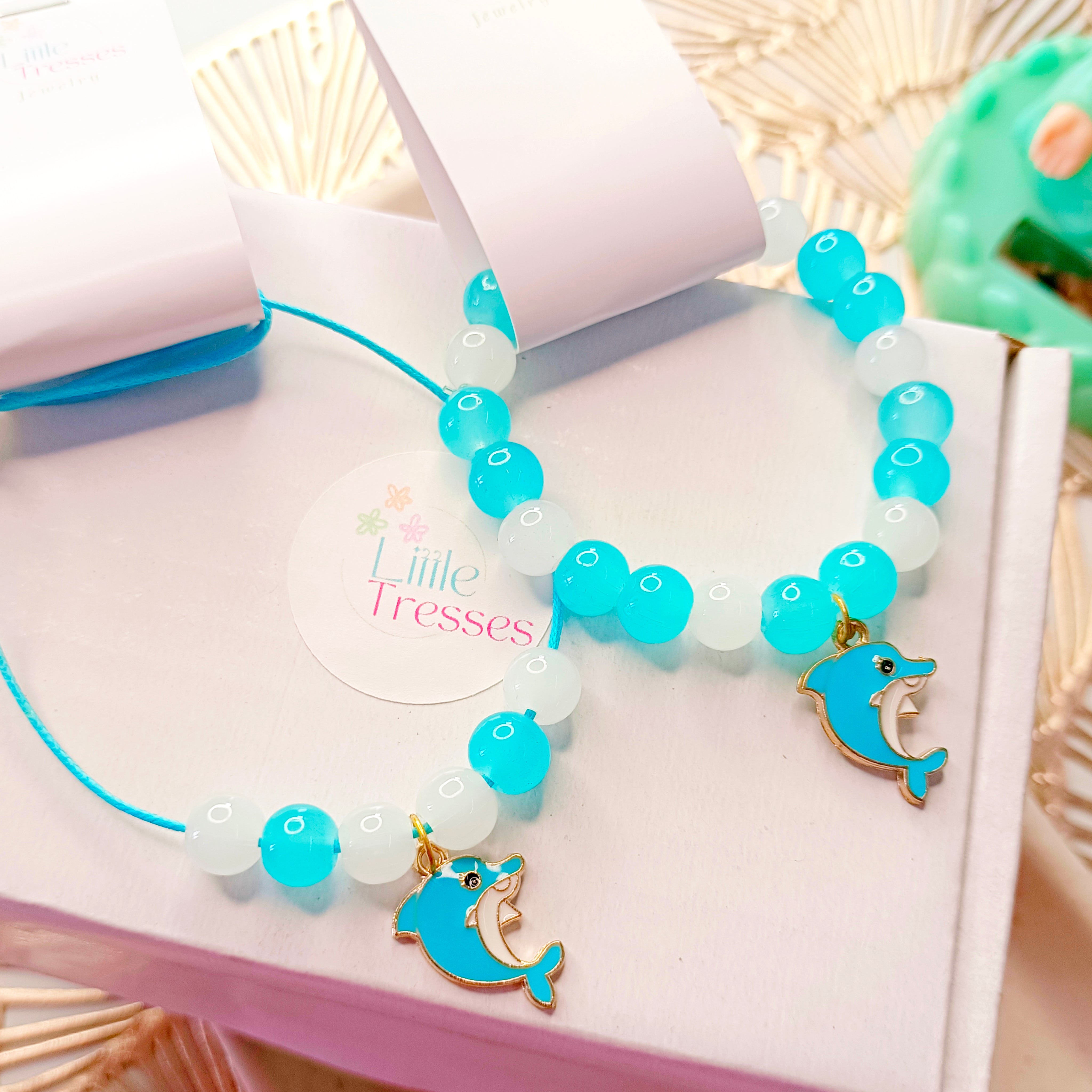 Dolphin Bracelet & Pendant Set - Blue