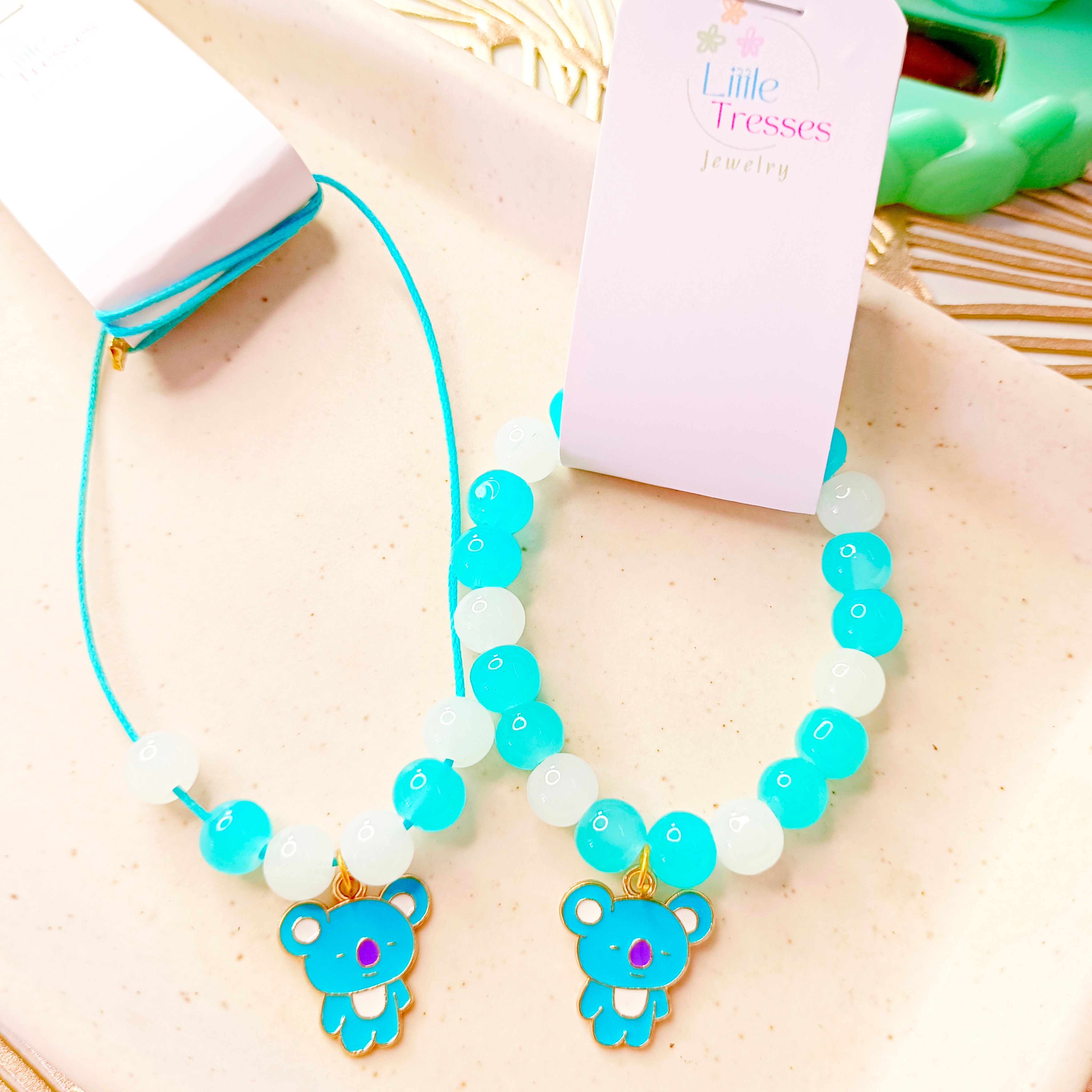 Little Bear Bracelet & Pendant Set - Blue