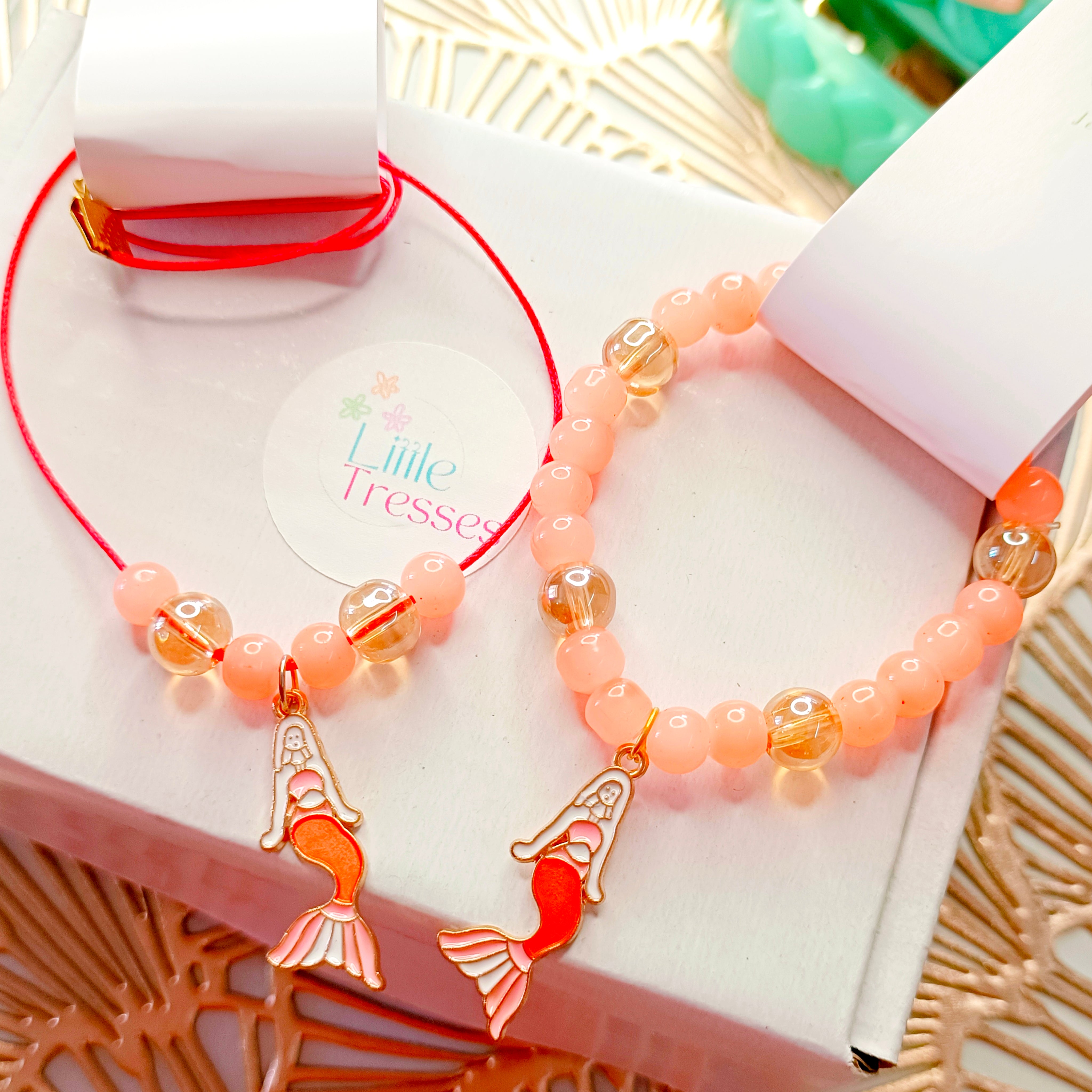 Mermaid Bracelet & Pendant Set - Peach