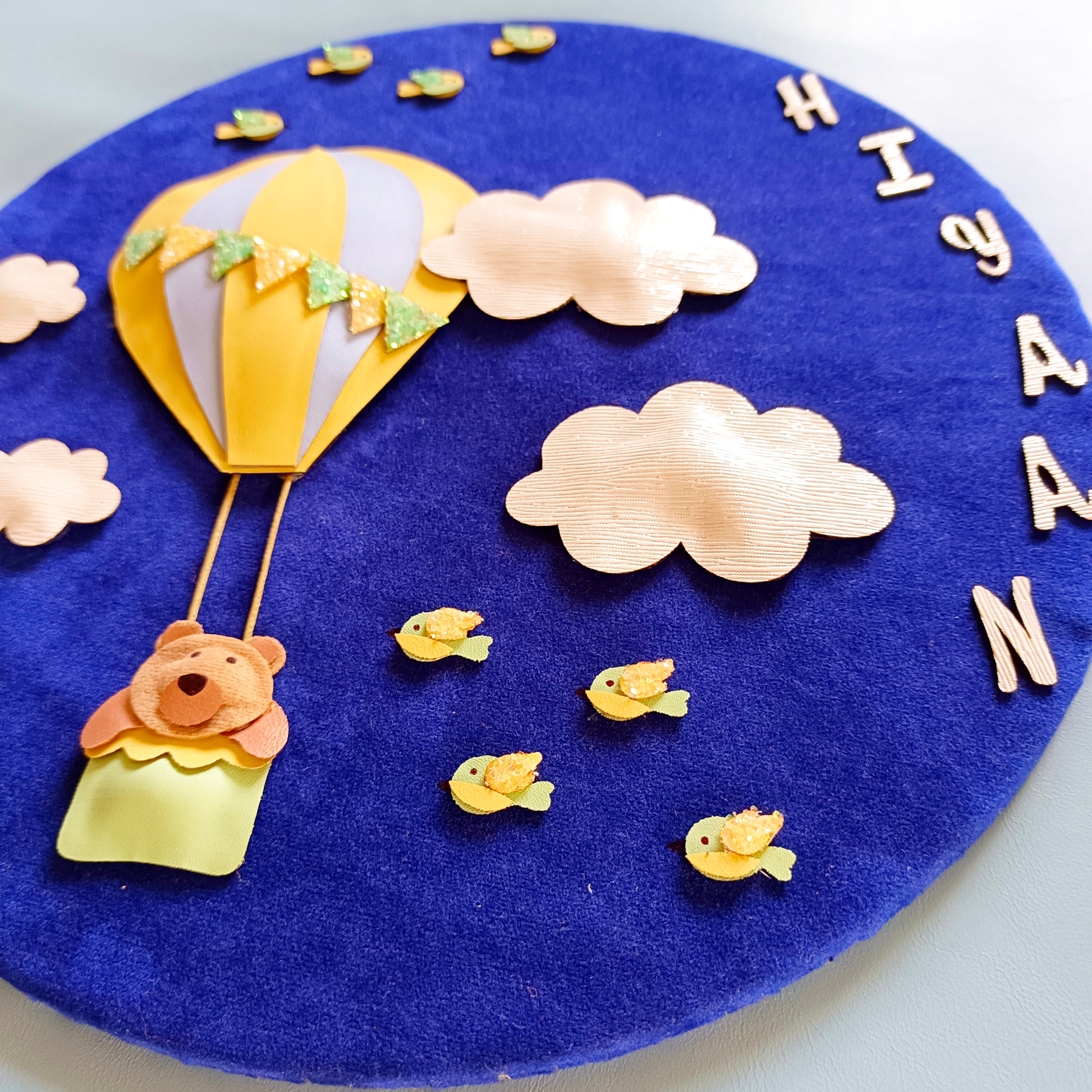 #HotAirBalloonBanner #CustomKidsDecor #WhimsicalKidsDecor #BearInBasket #HandmadeWithLove #PersonalizedKidDecor #AdventureAwaits #KidsRoomDecor #BirdsAndClouds #UniqueBirthdayDecor #HotAirBalloonTheme