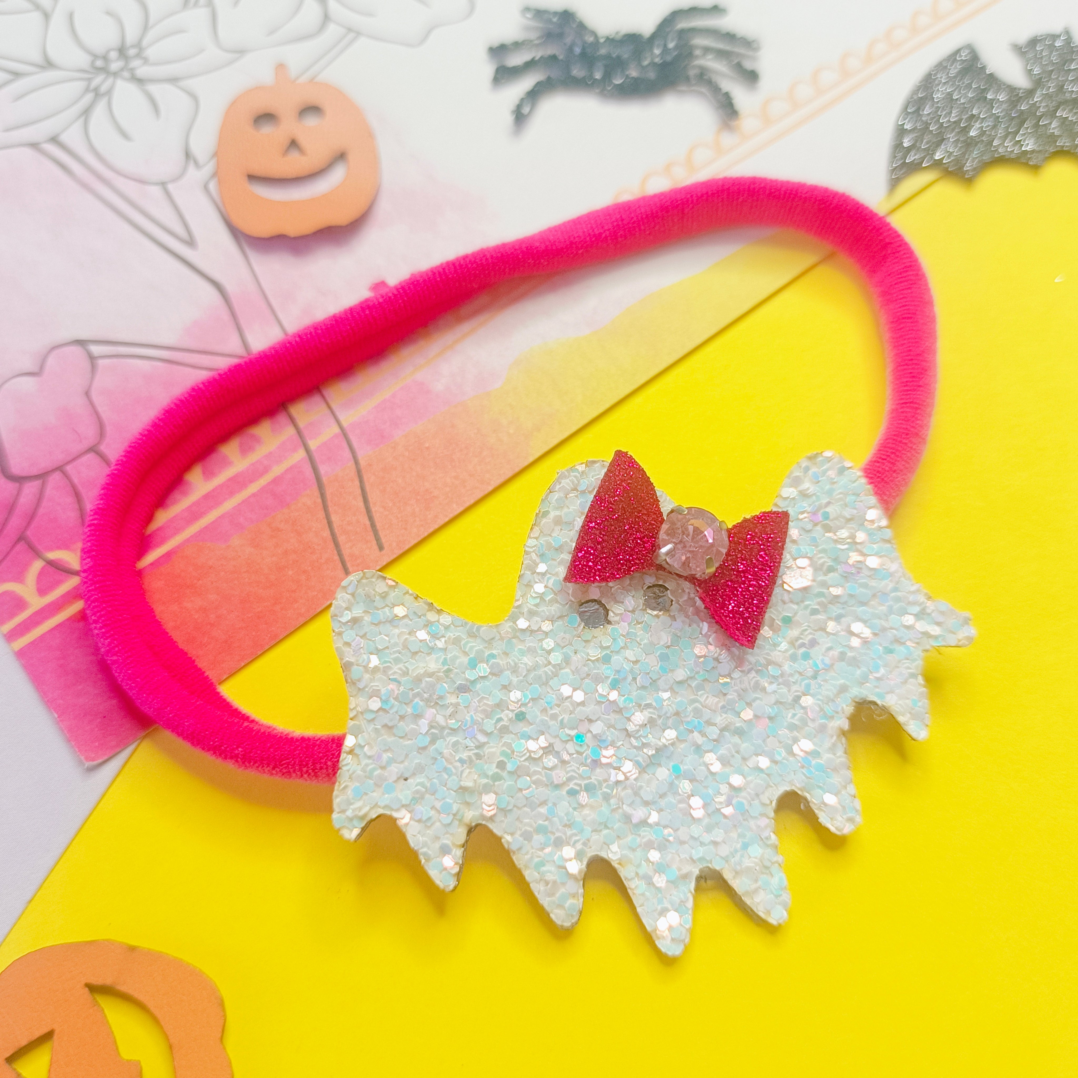 Spooky Ghost with Bow Soft Headband
