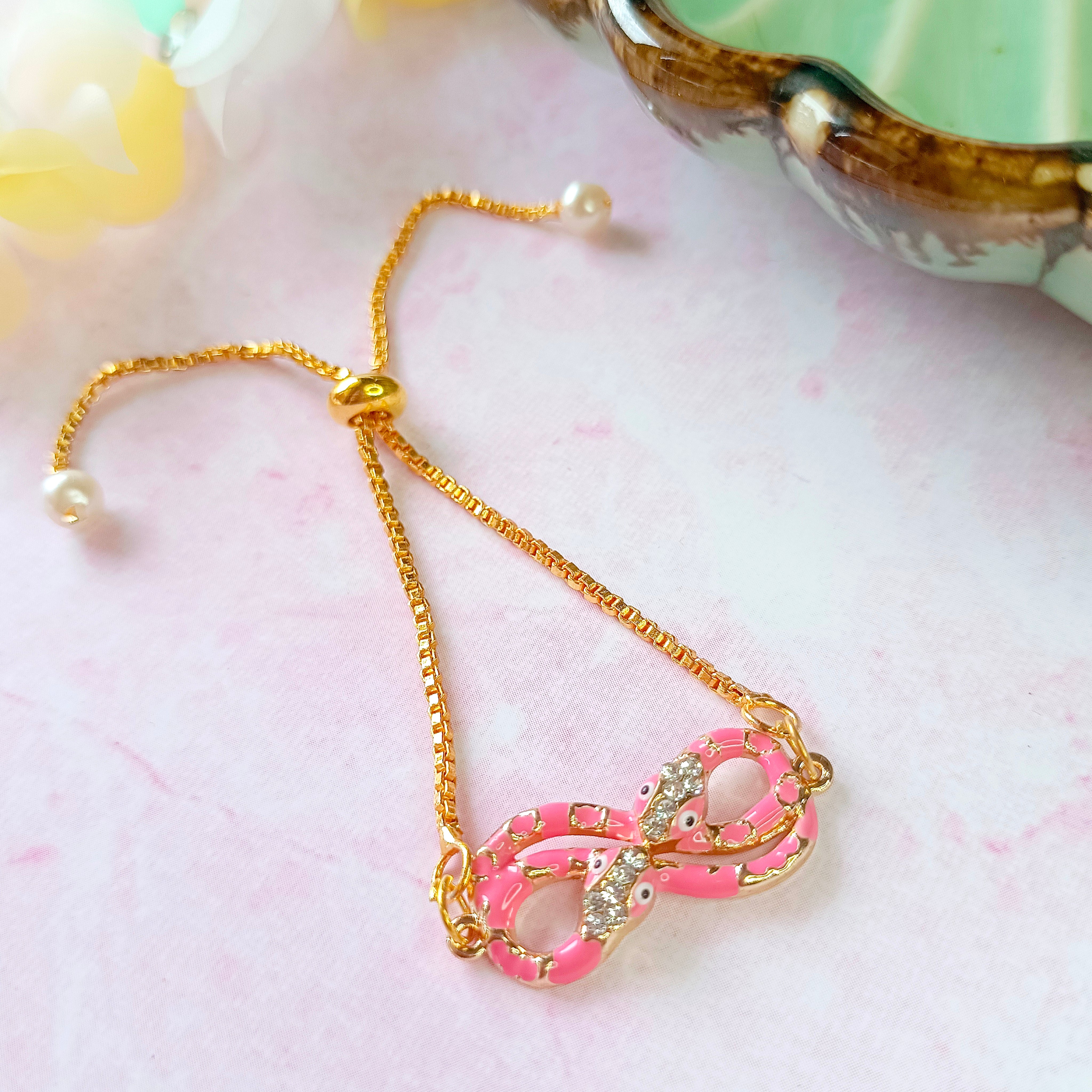 Designer Serpent Adjustable Bracelet - Pink