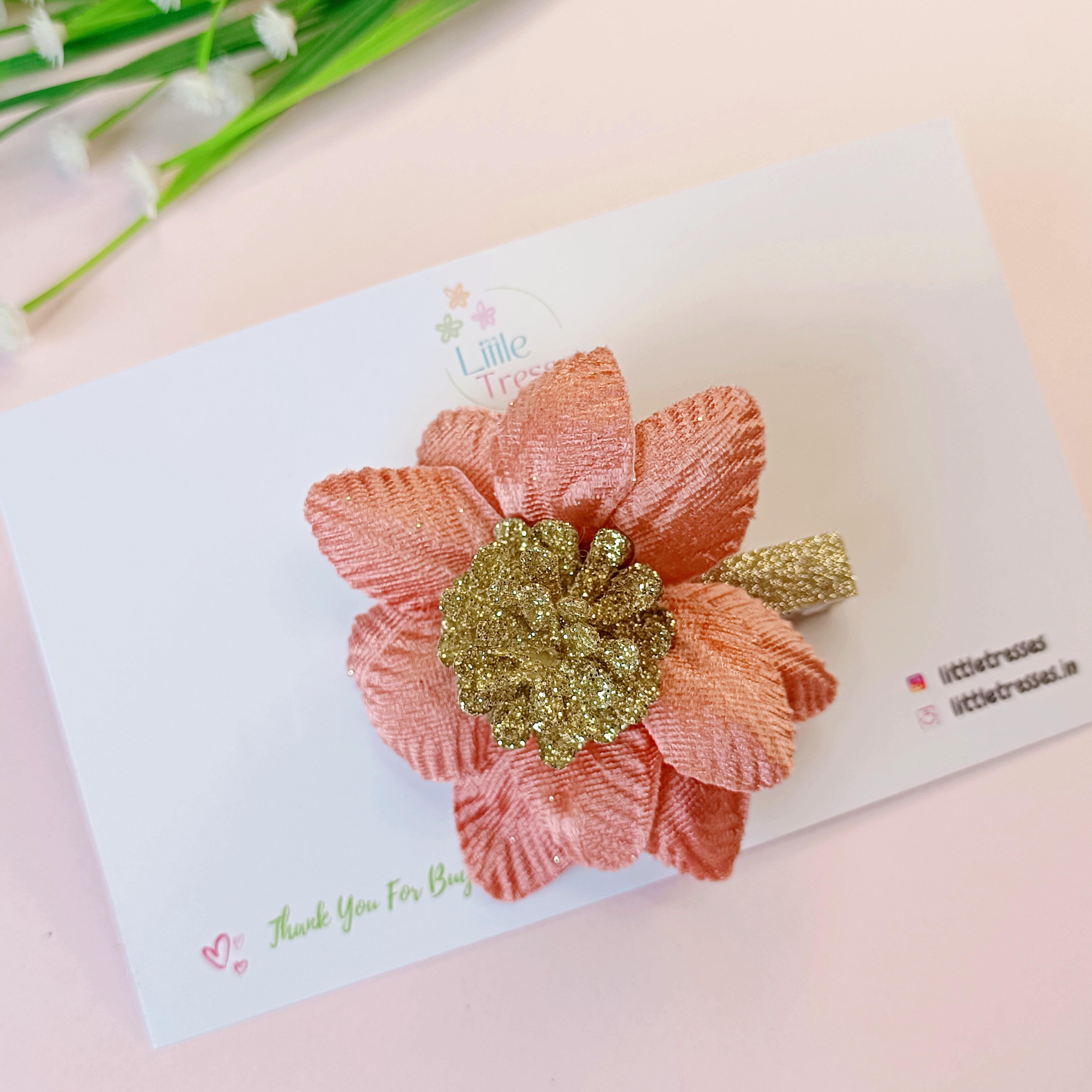 Layered Satin Flower Alligator Clip - Mauve