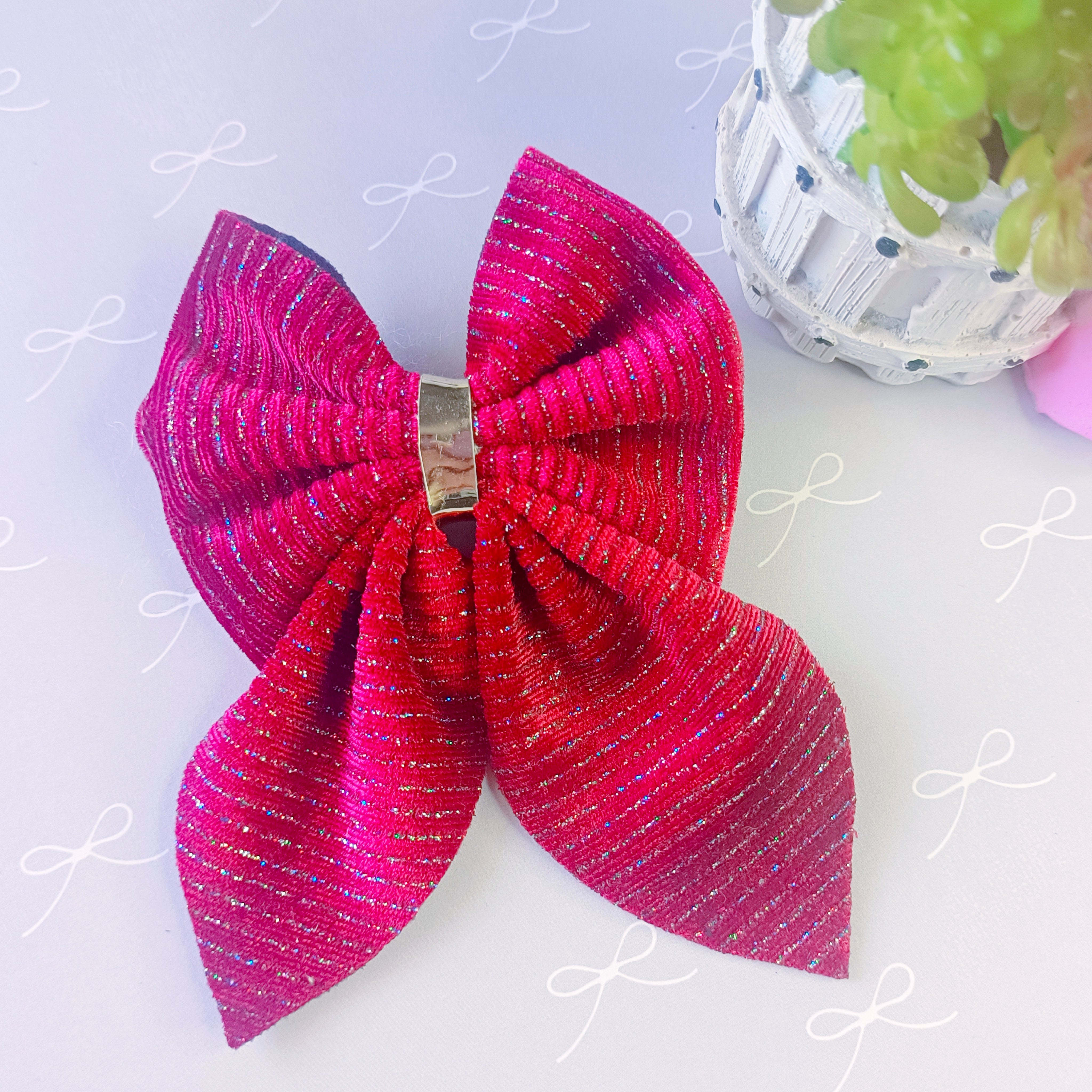 Lil’ Luxe Stripes Piggy Tail Bow Alligator Clip - 3 Colors