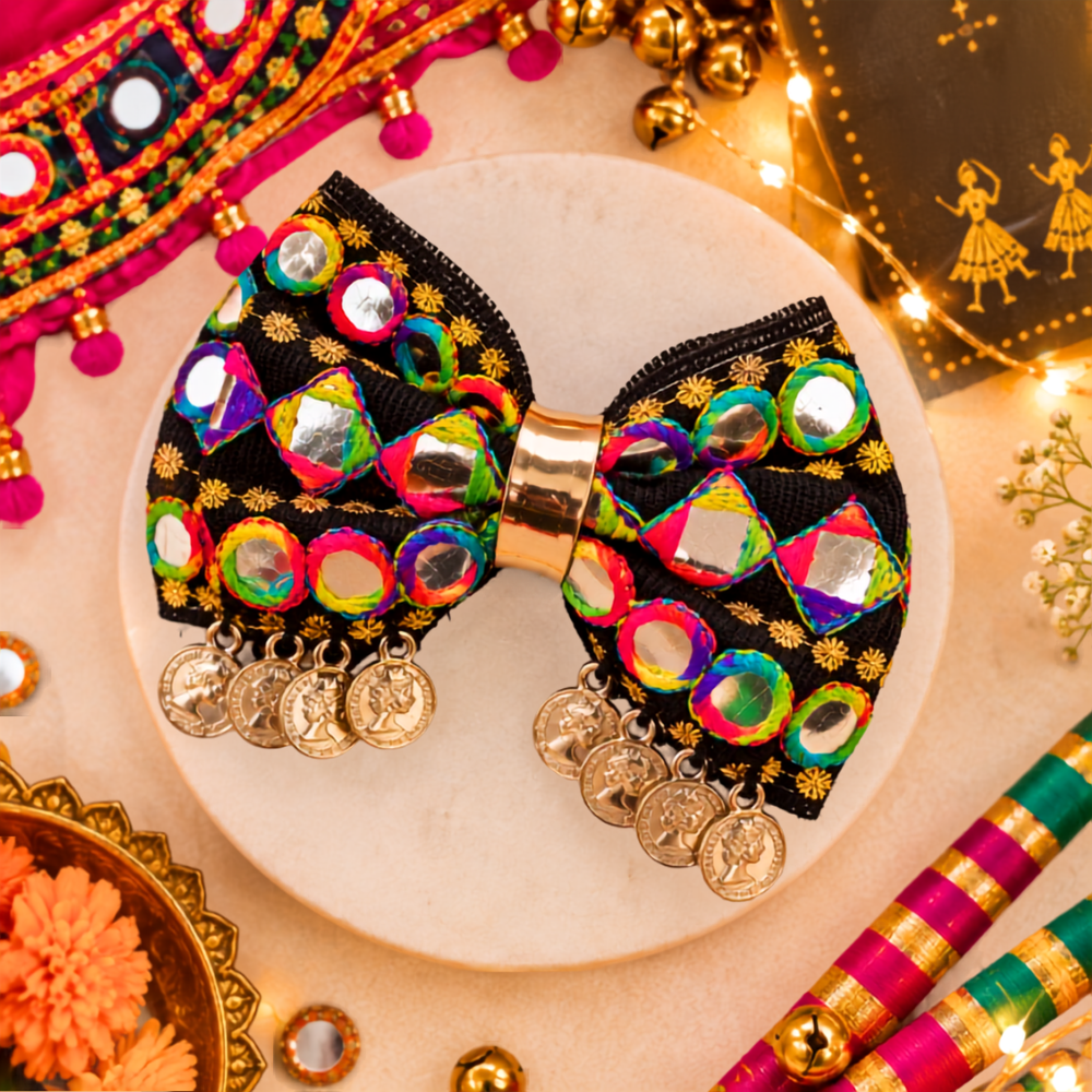 RaatRani Navratri Bow with Sikka Alligator Clip