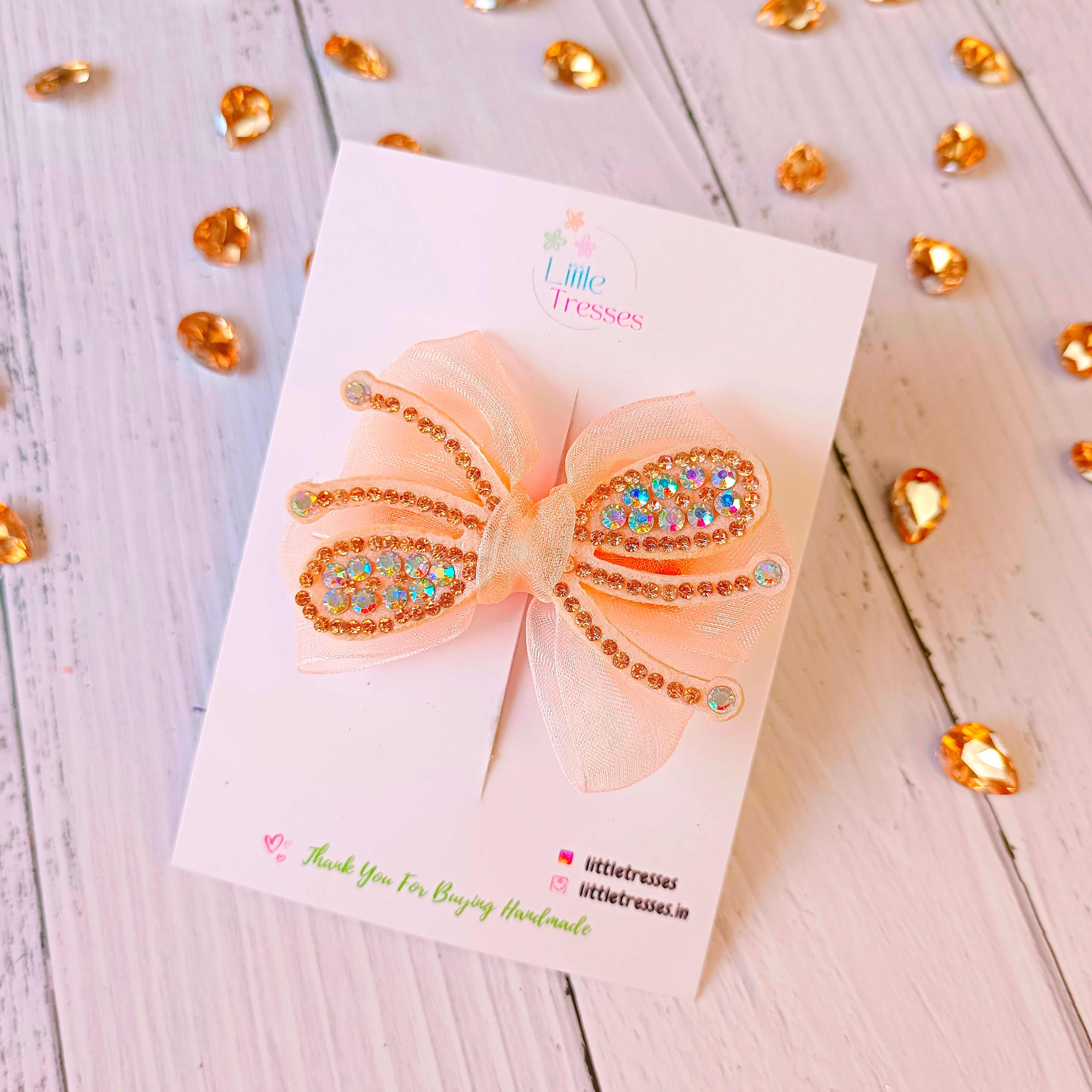 Butterfly Mesh Alligator Clip - Peach