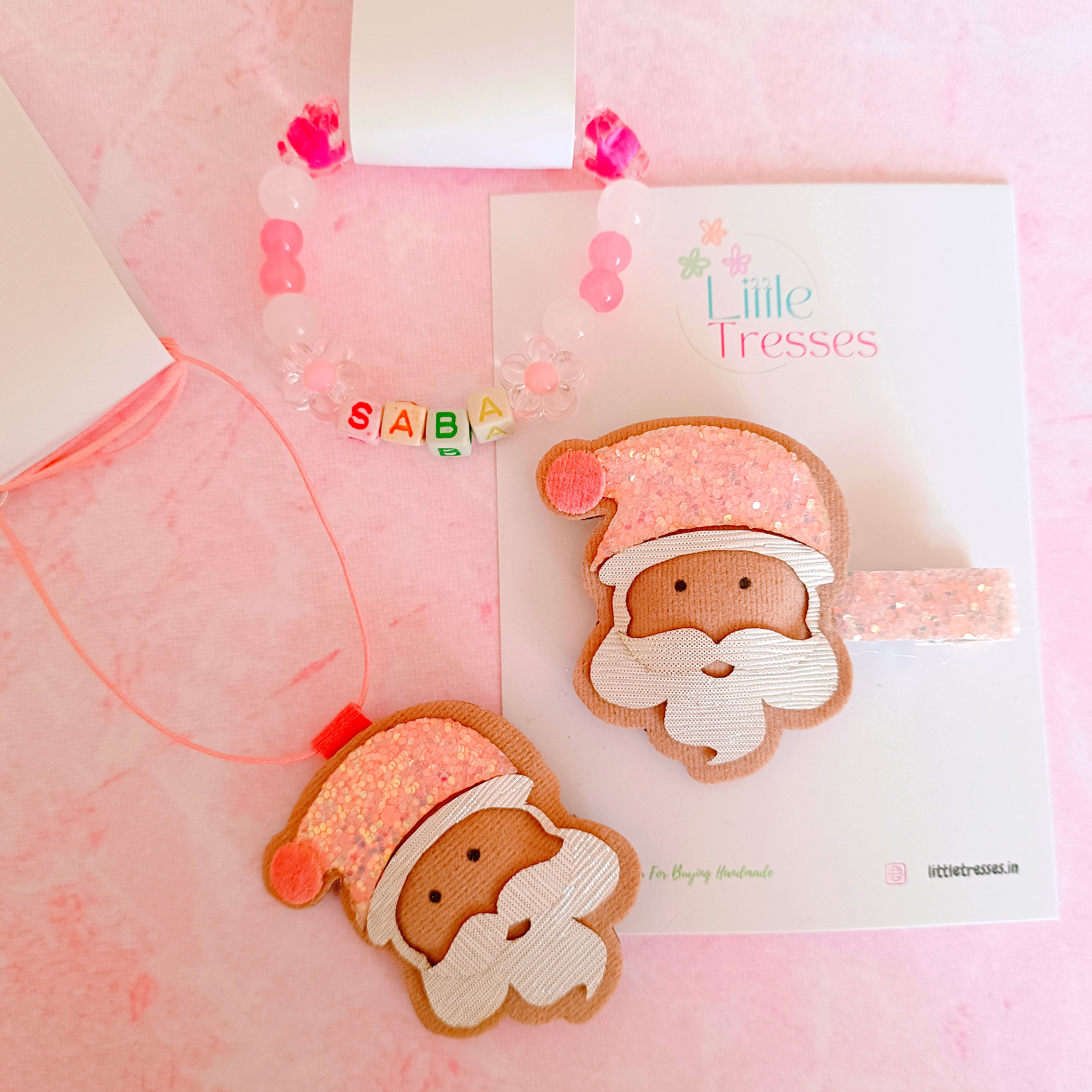 Santa Combo with Personalized Name Bracelet - 4 Colors