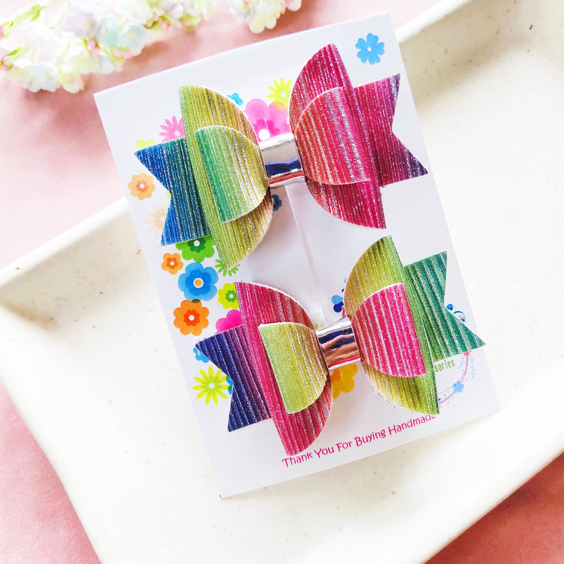 Double Layered Side Clip Pair - 4 Colors