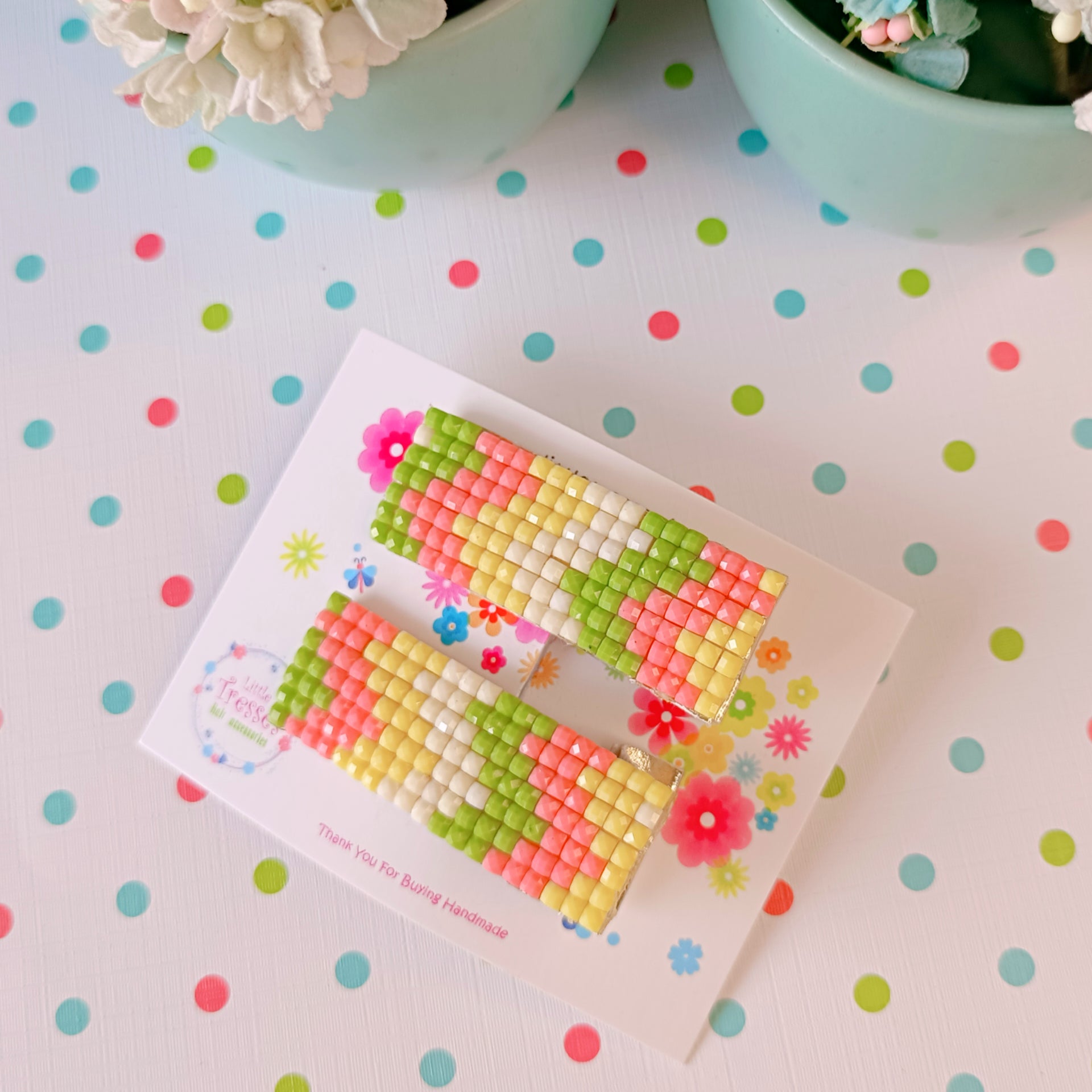 Beaded Zigzag Alligator Clips Pair