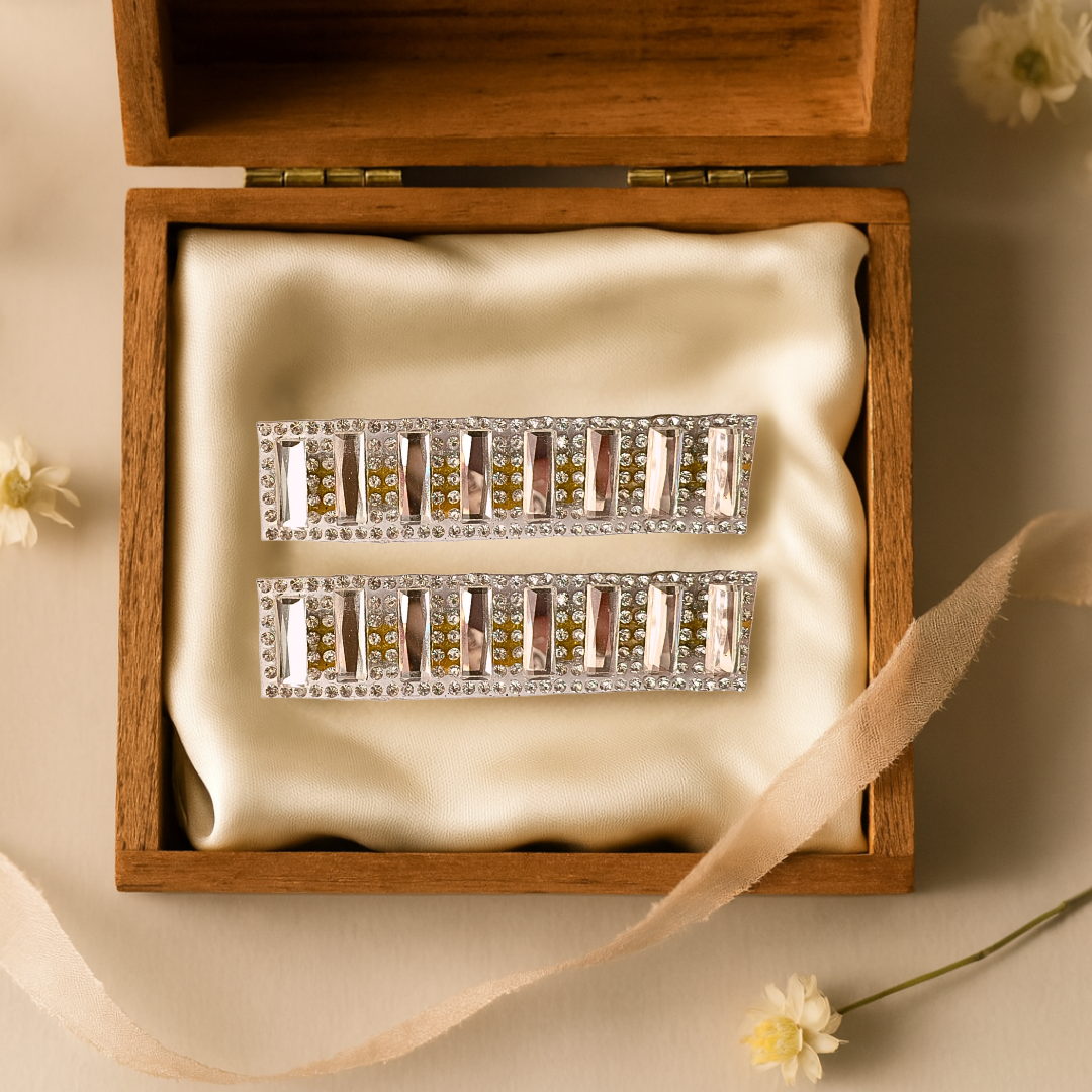 Silver Sparkle Beaded Alligator Clip