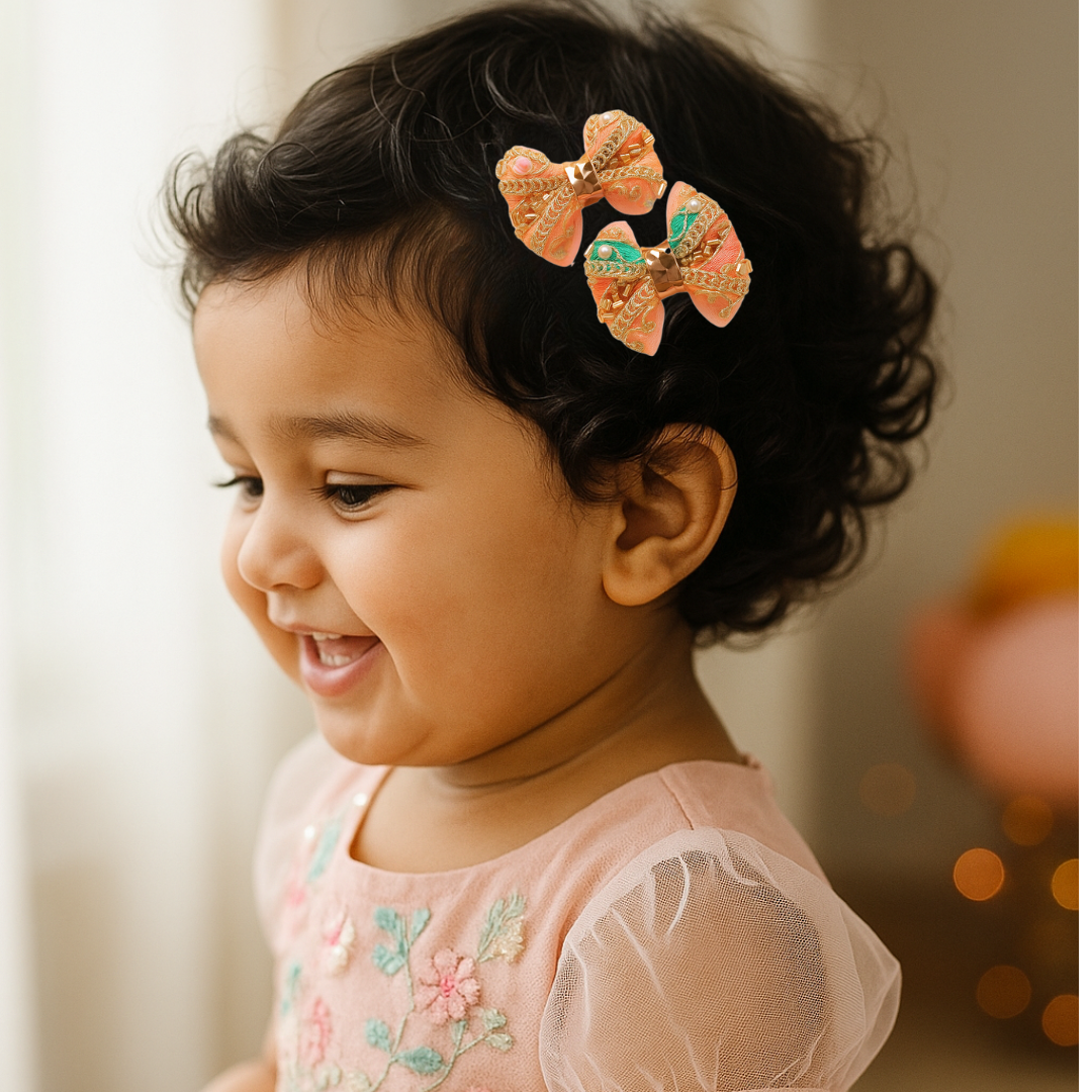 Royal Zari Blossom Embroidered & Beaded Small Alligator Clip