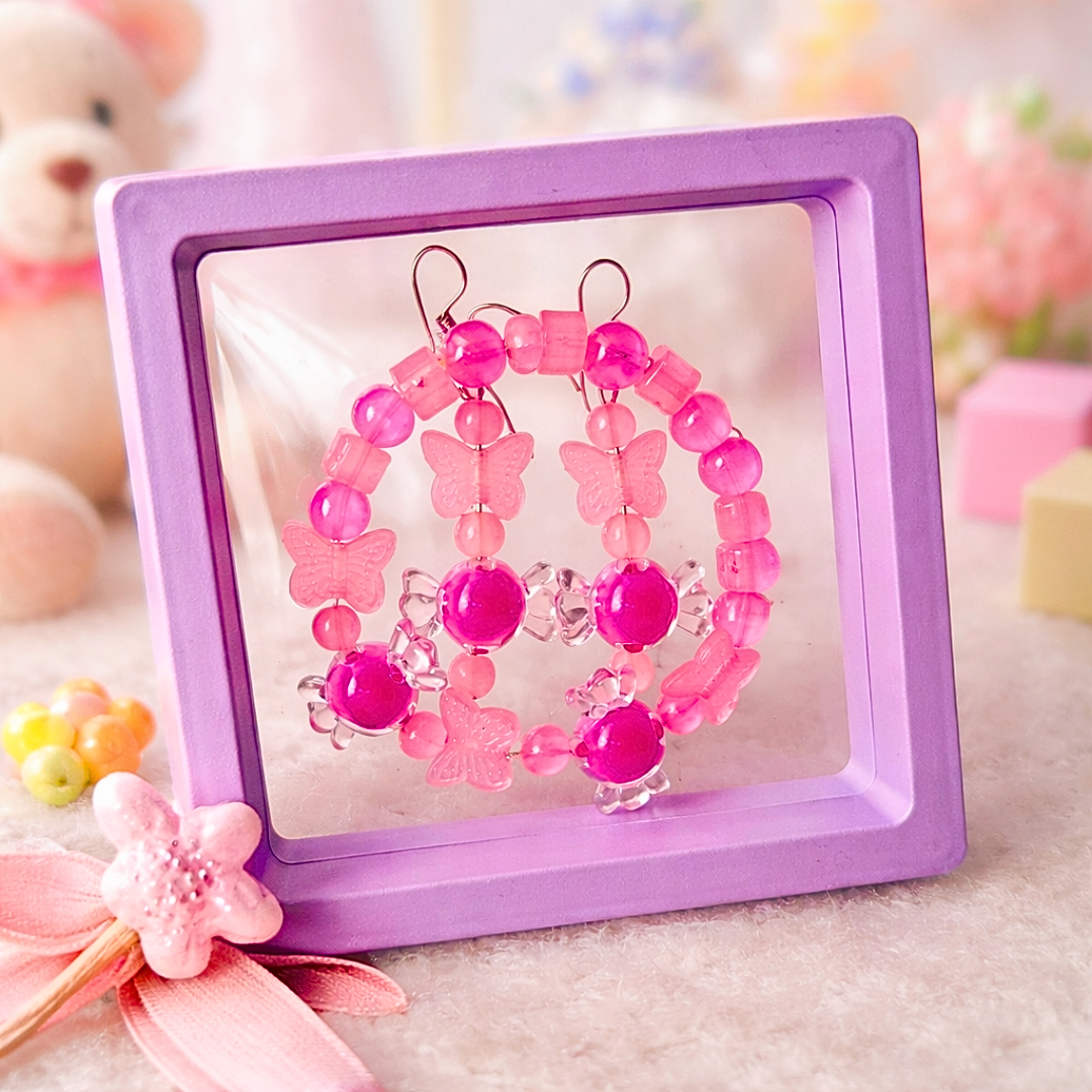 Pink Toffee Bracelet and Earrings Jewelry Gift Box