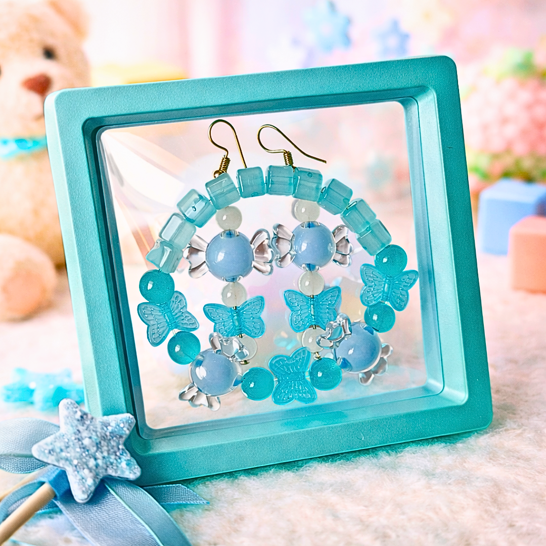 Blue Toffee Bracelet and Earrings Jewelry Gift Box