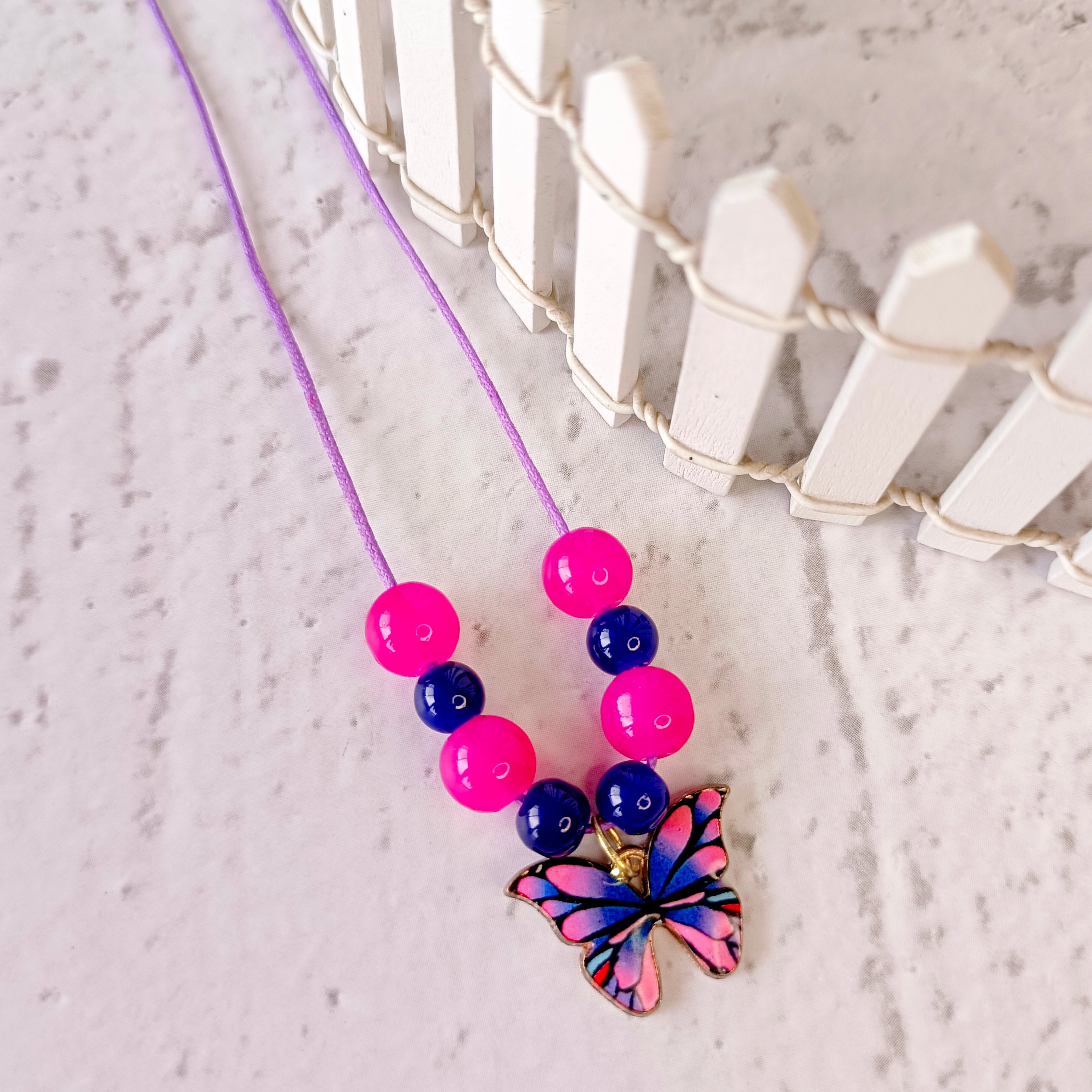 Designer Butterfly Pendant - Pink & Blue