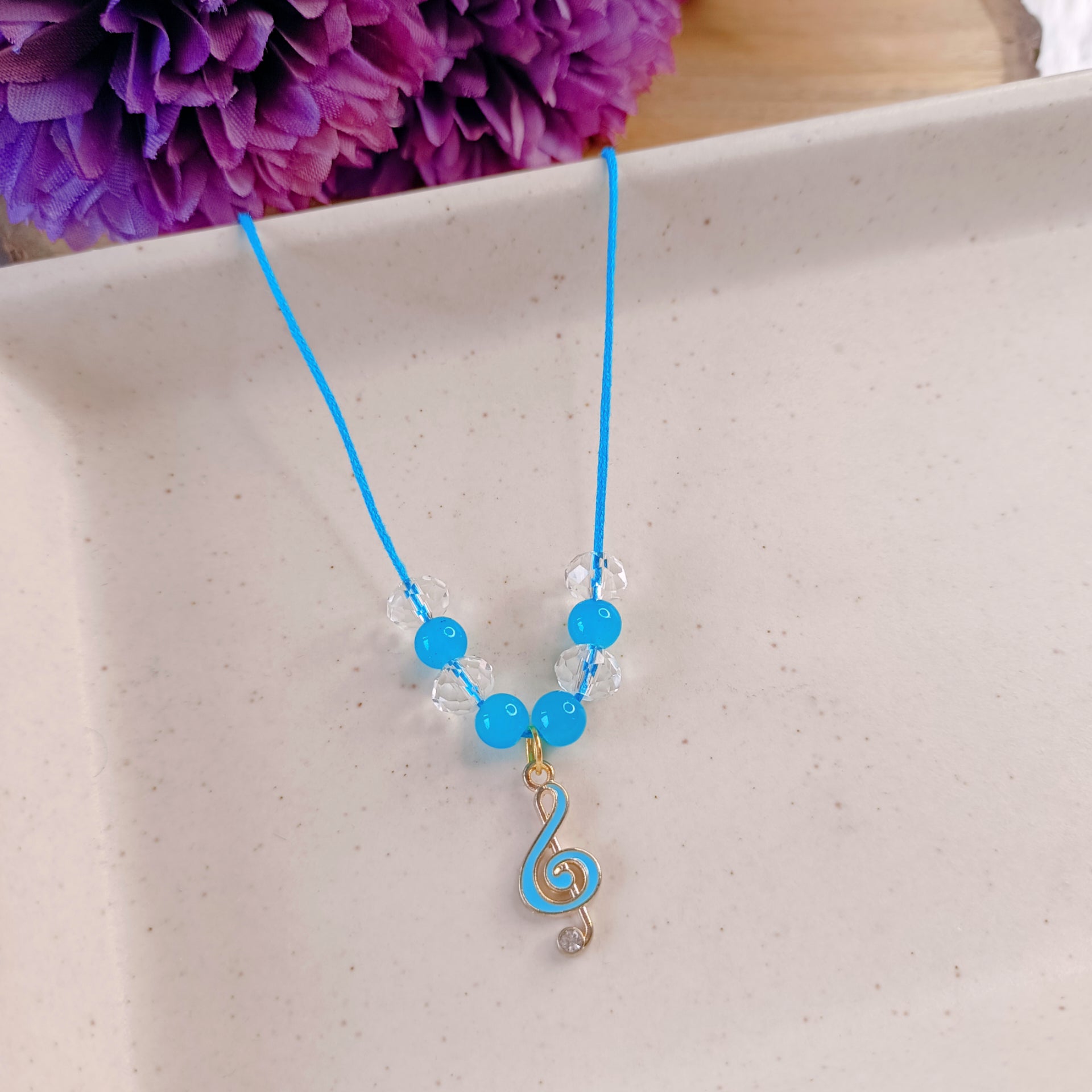Musical Notes Pendant - Blue
