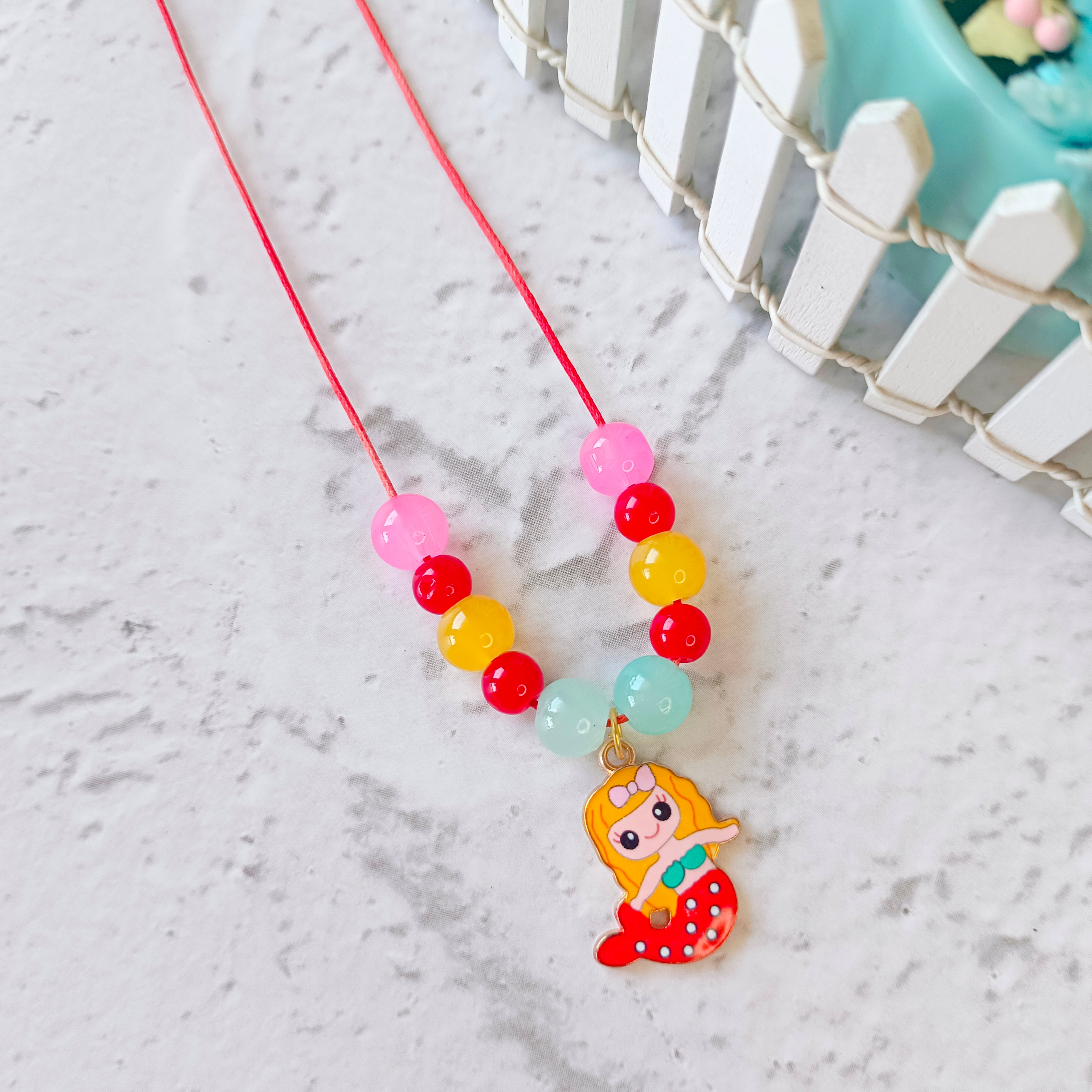 Mermaid Charm Pendant - Red