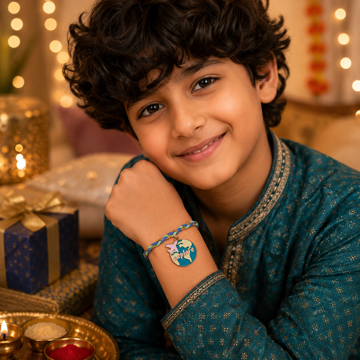 Personalized Explorer Bro Rakhi Box | Custom Name Travel Theme Rakhi for Brother