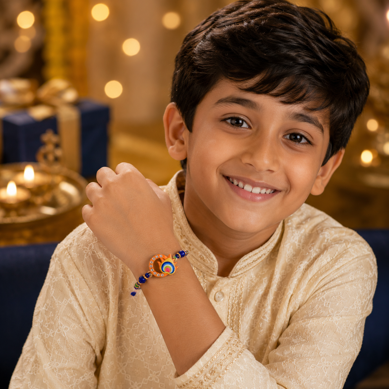 Designer Mor Pankh Rakhi Box