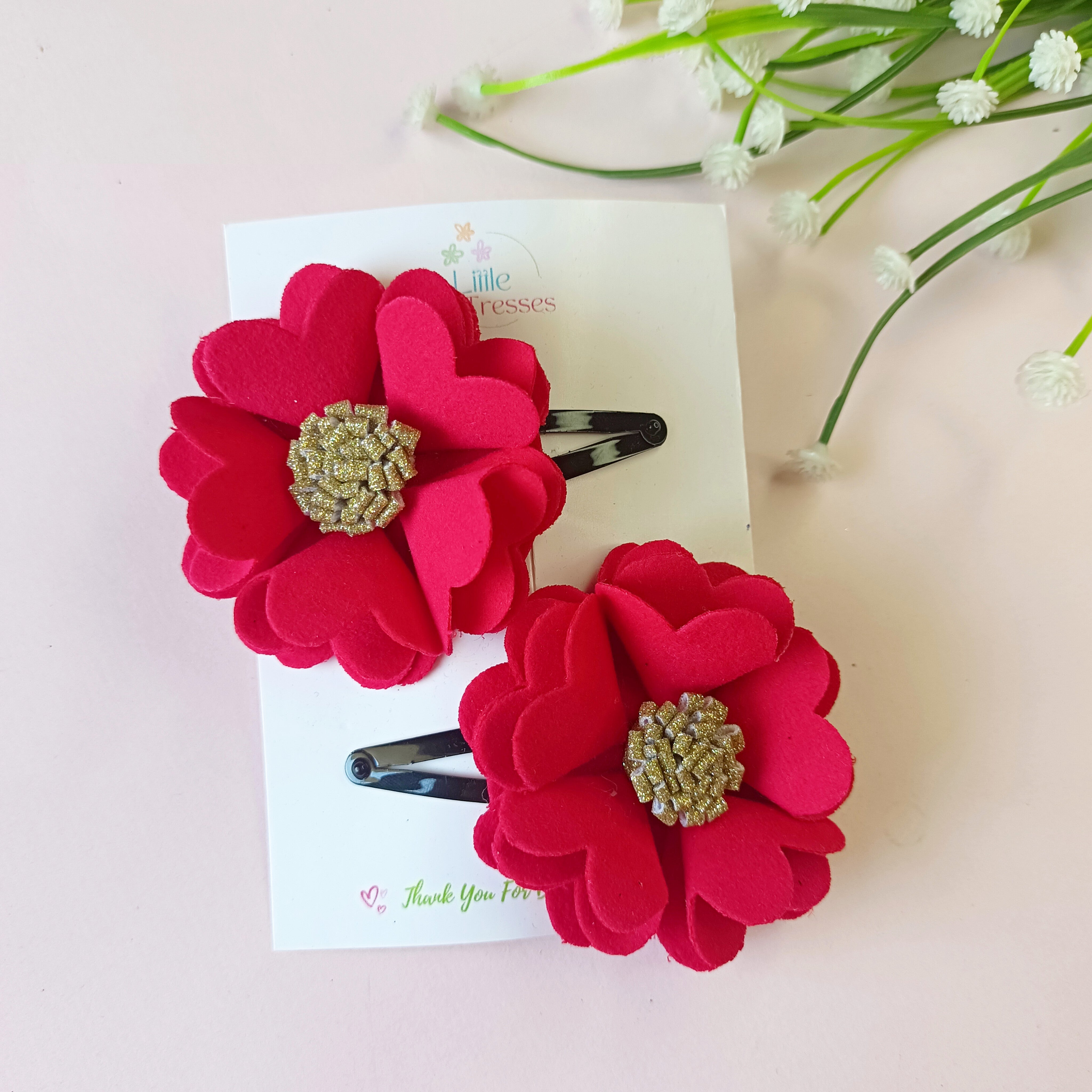Scalloped Flower Snap On Clip - Dark Peach
