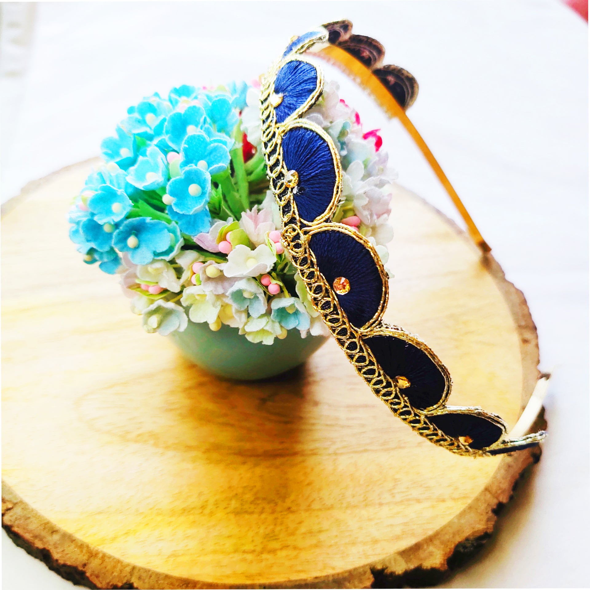 Blue Scalloped Designer Headband