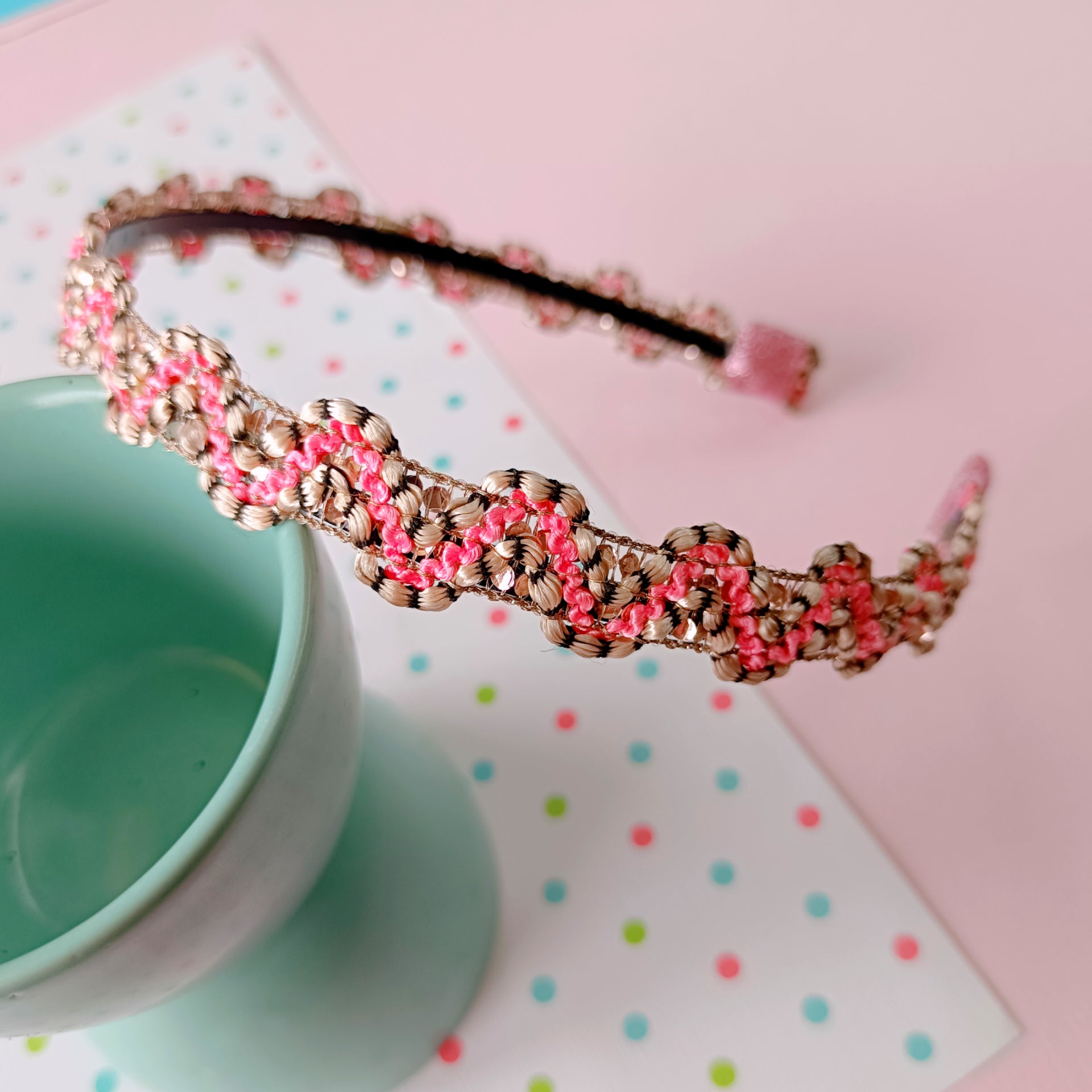 Waves Lace Headband - Light Pink