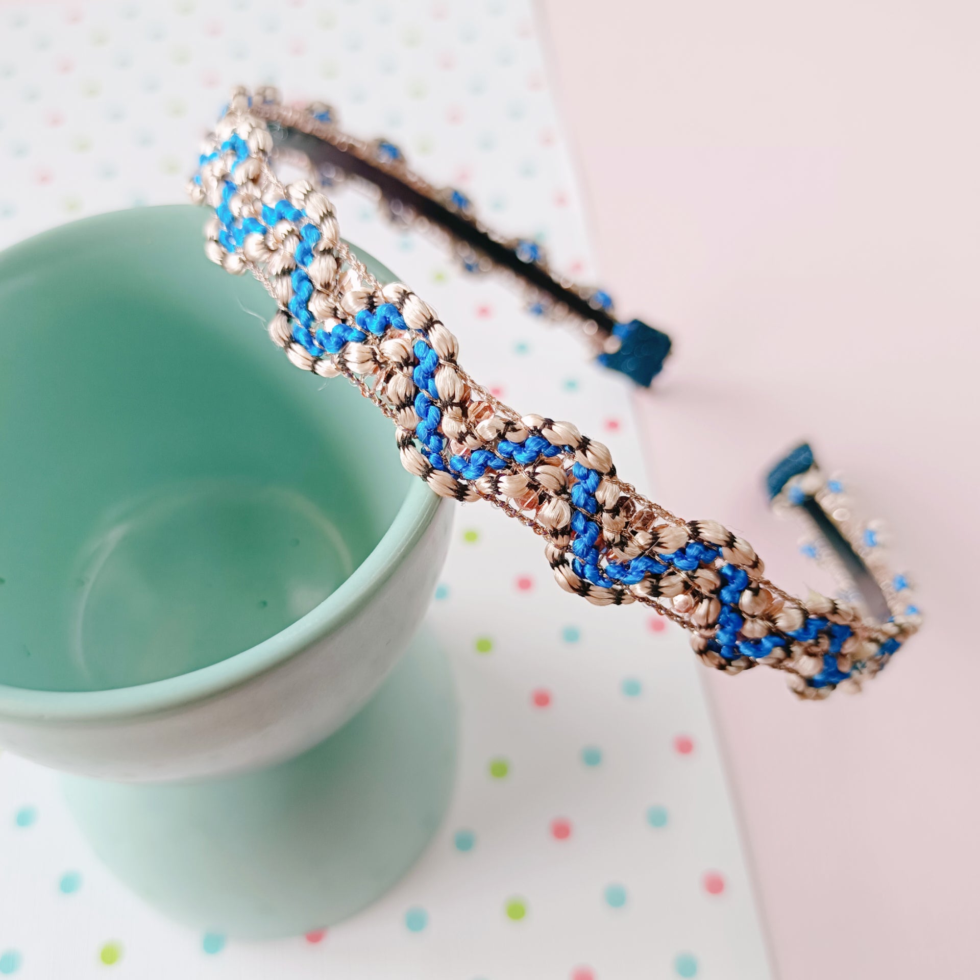 Blue Waves Lace Headband