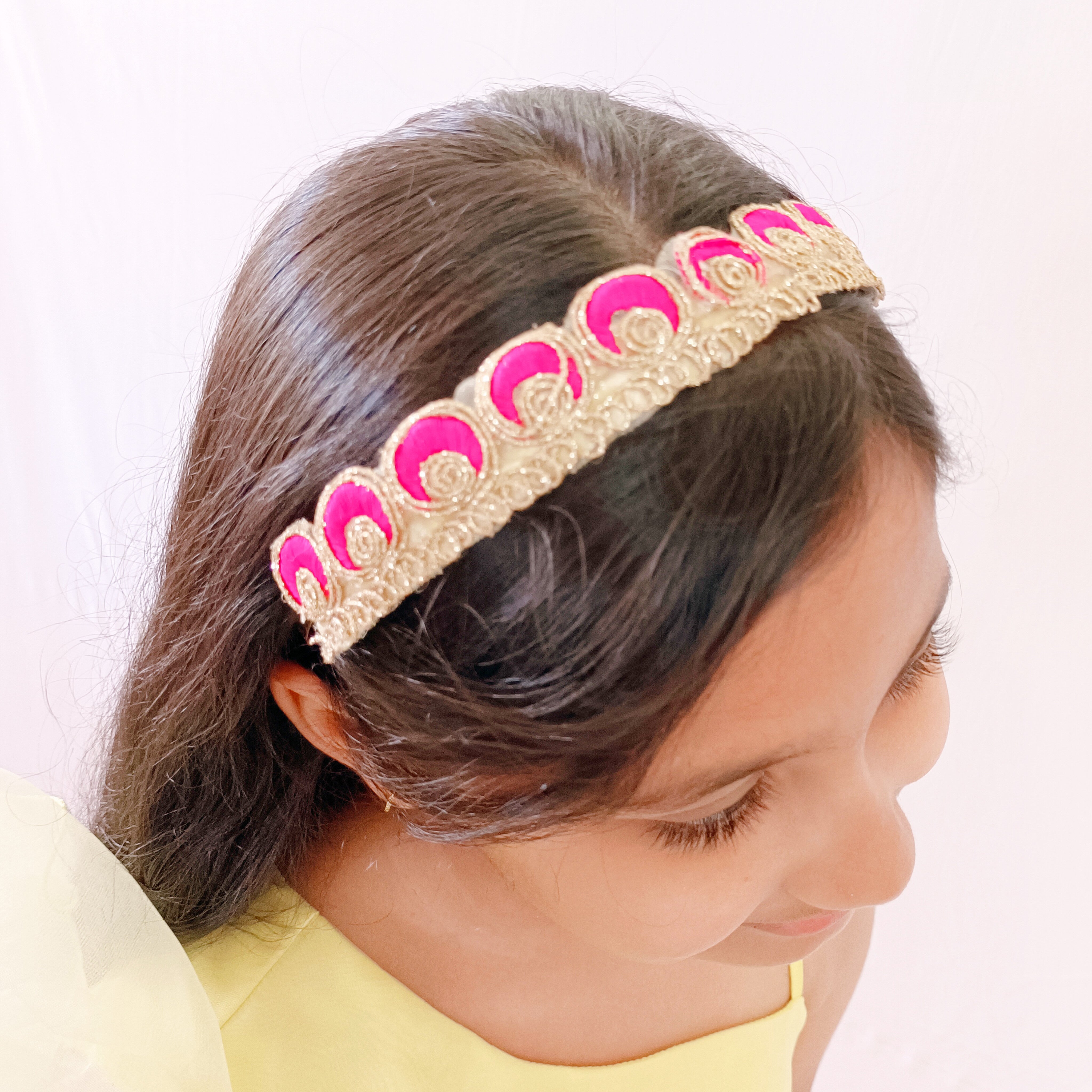 Peacock Designer Headband - Pink