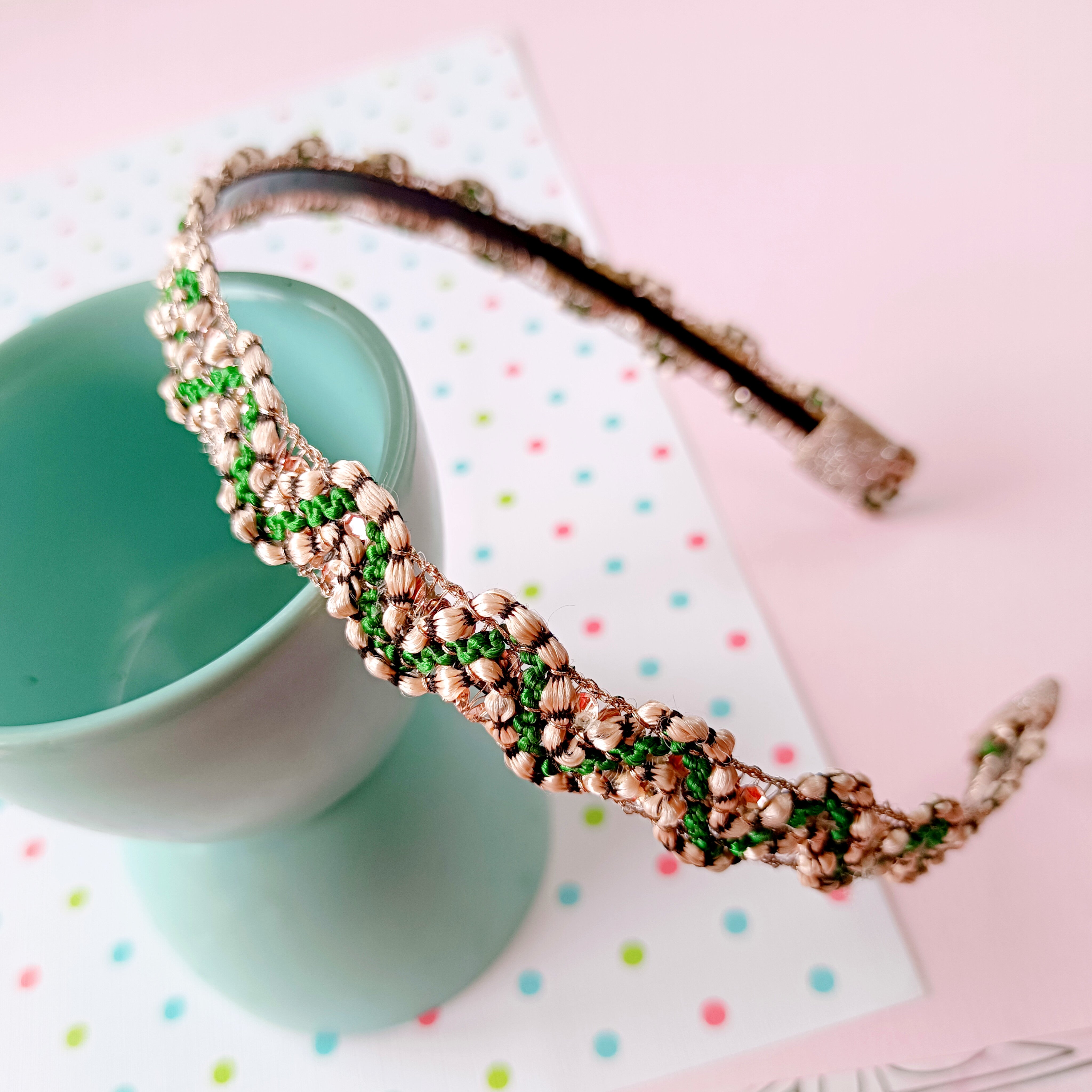Green Waves Pattern Headband