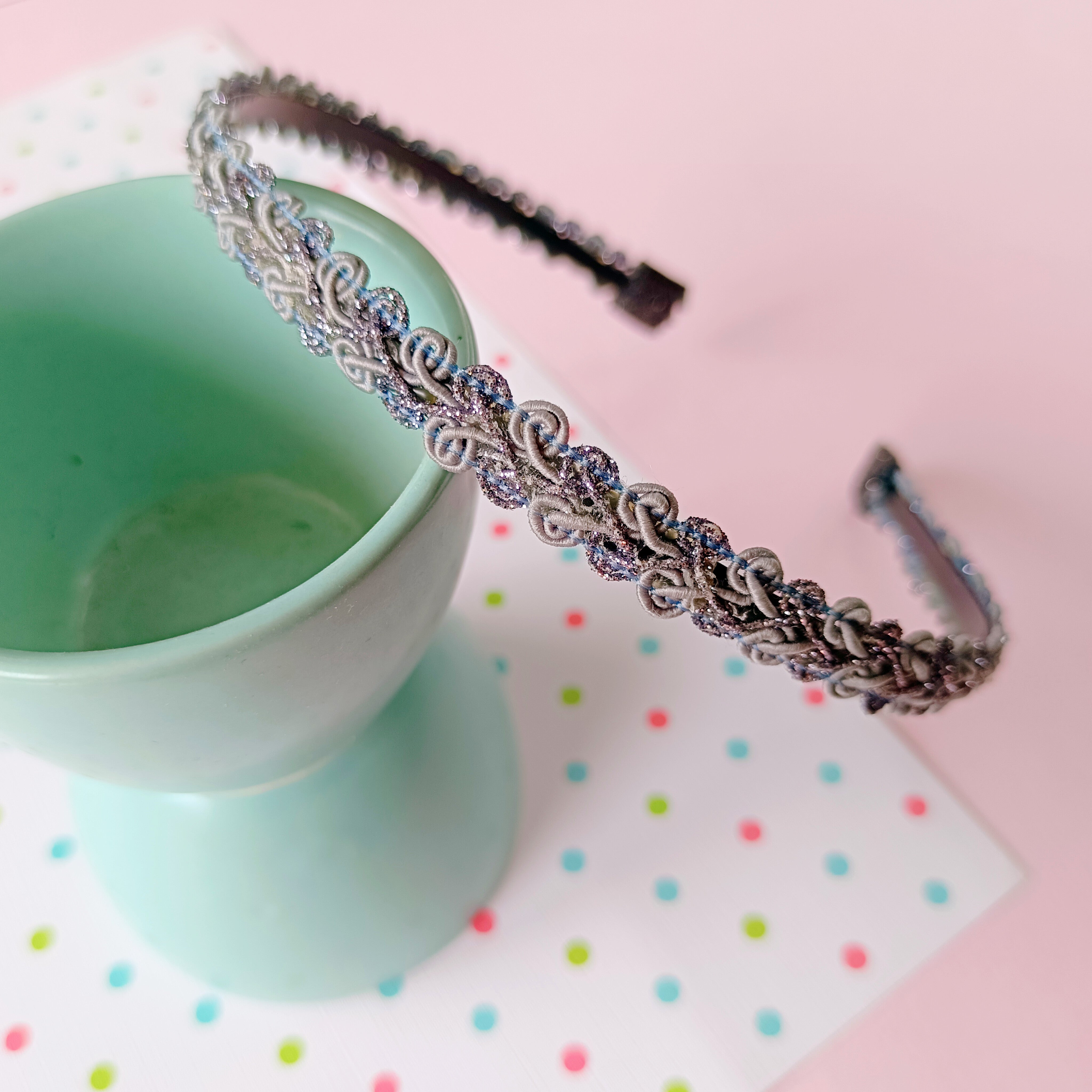 grey Loopy Pattern Headband