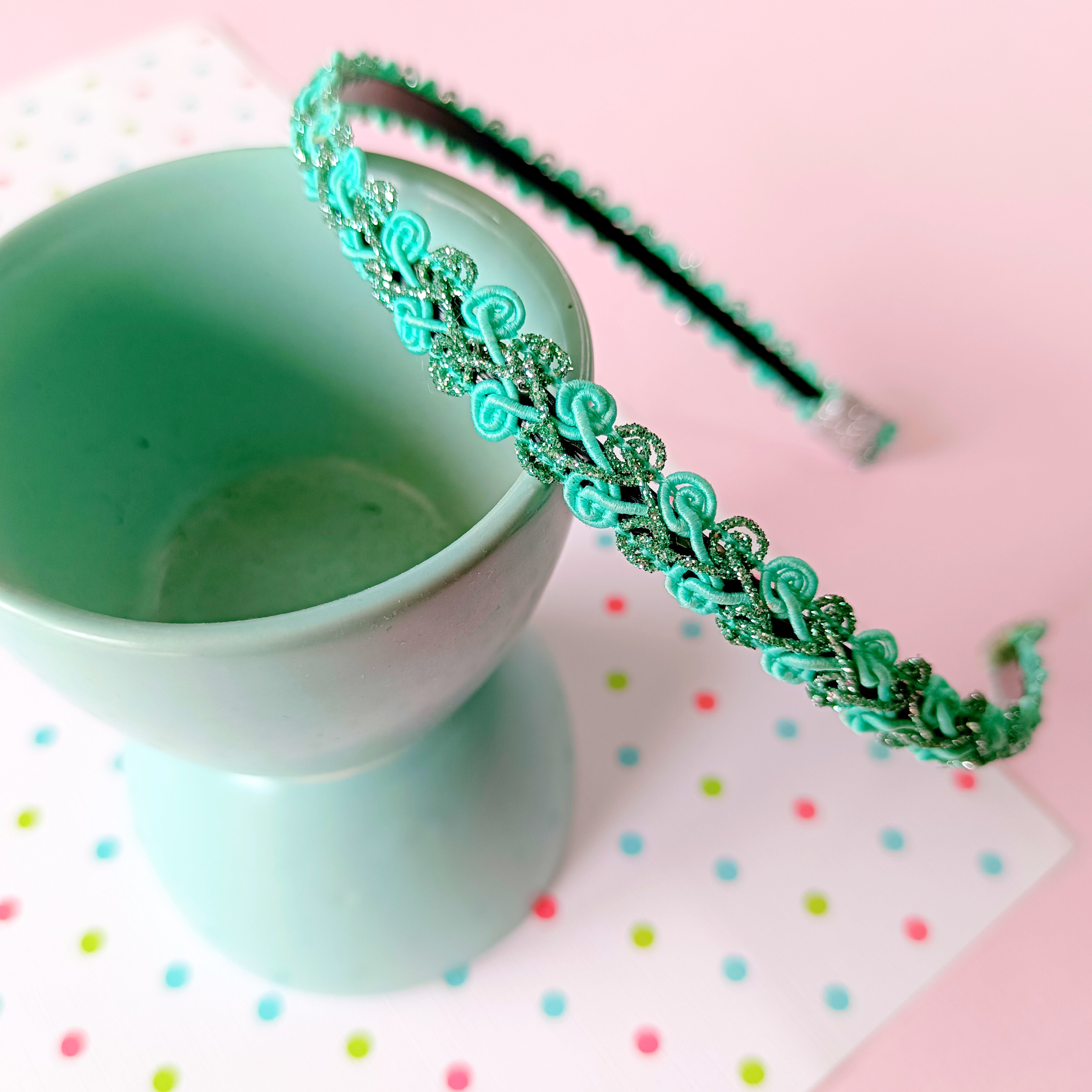 Green Loopy Pattern Headband