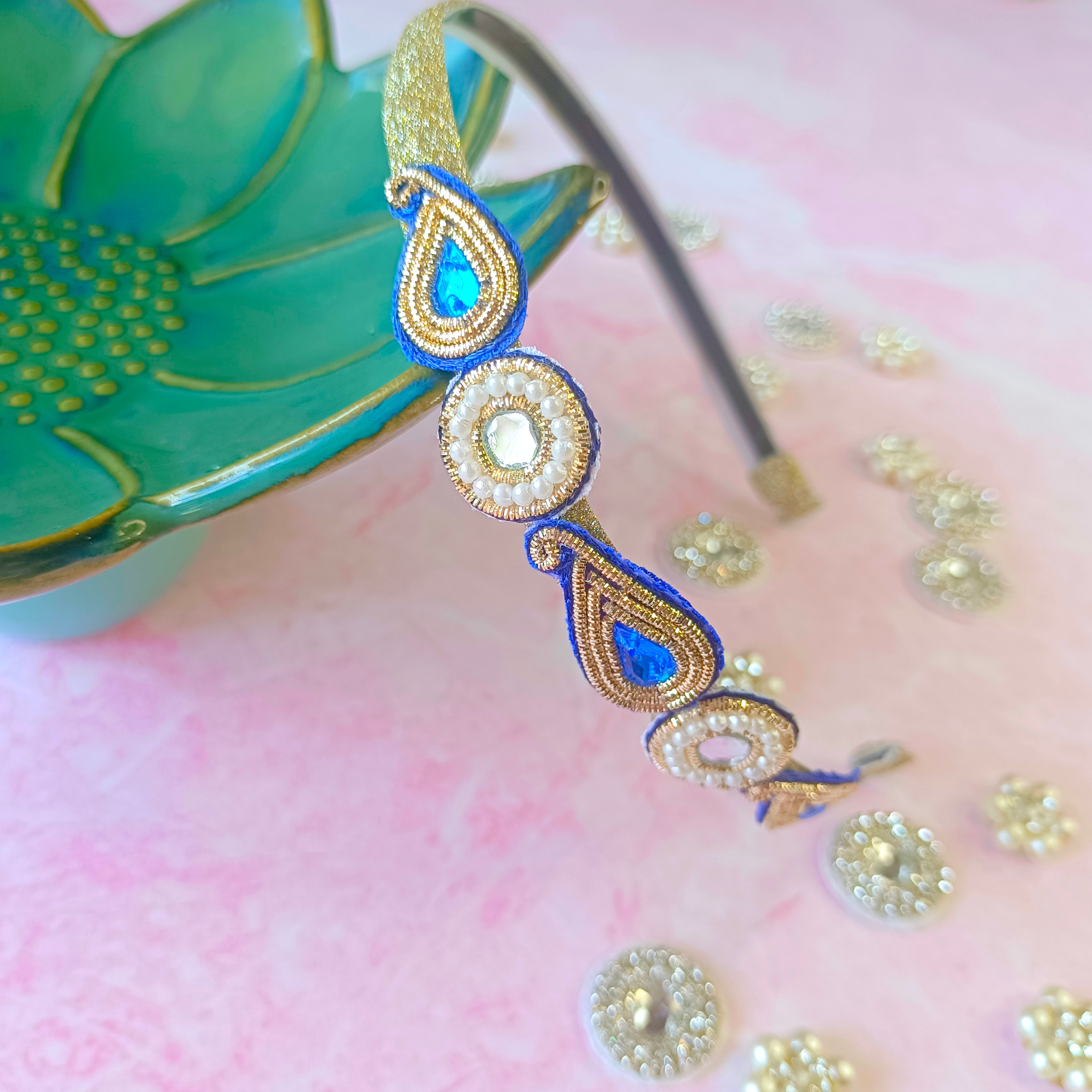 Dark Blue Ethnic Ambi Pattern Headband