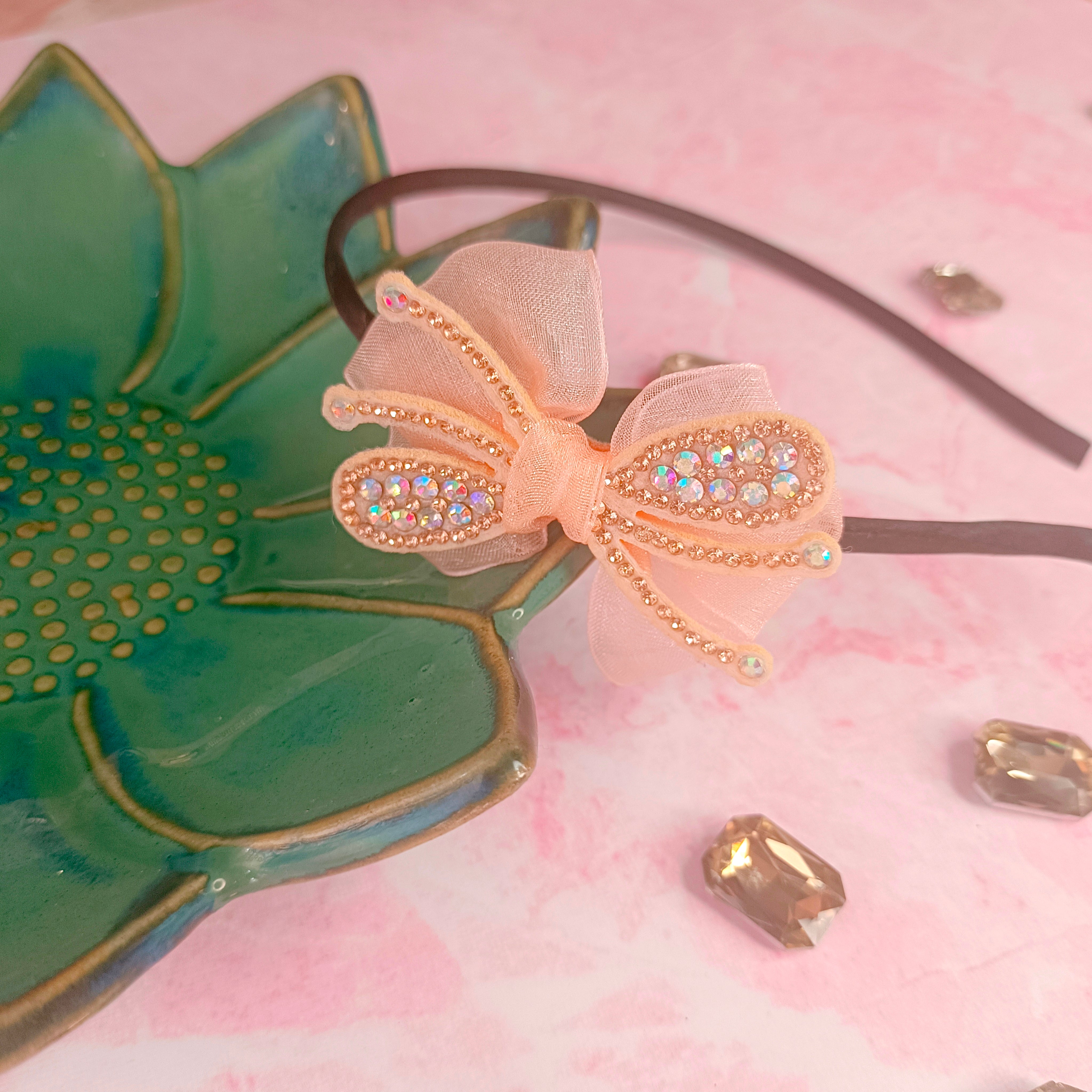 Designer Butterfly Headband - Peach