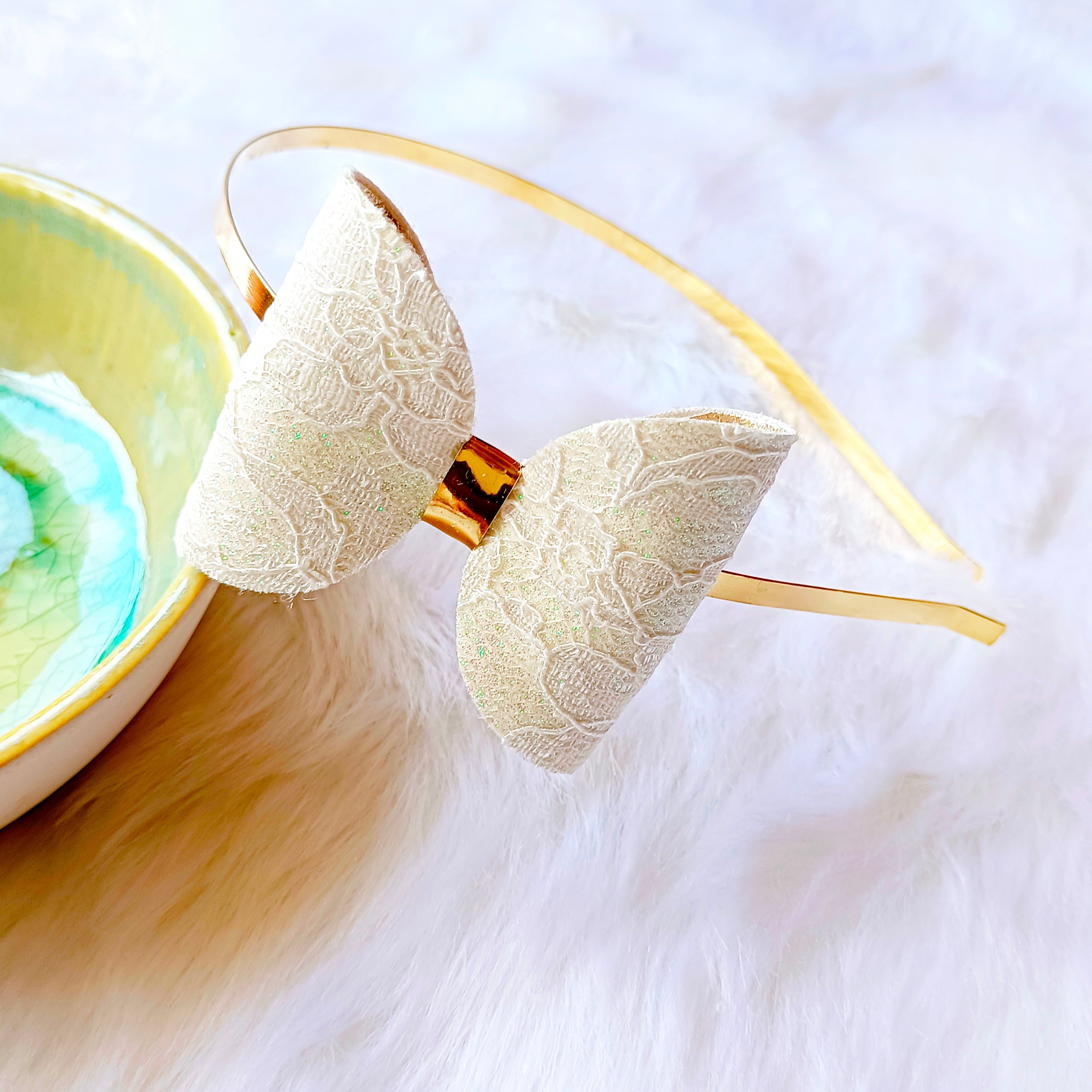 Intricate White Net Headband