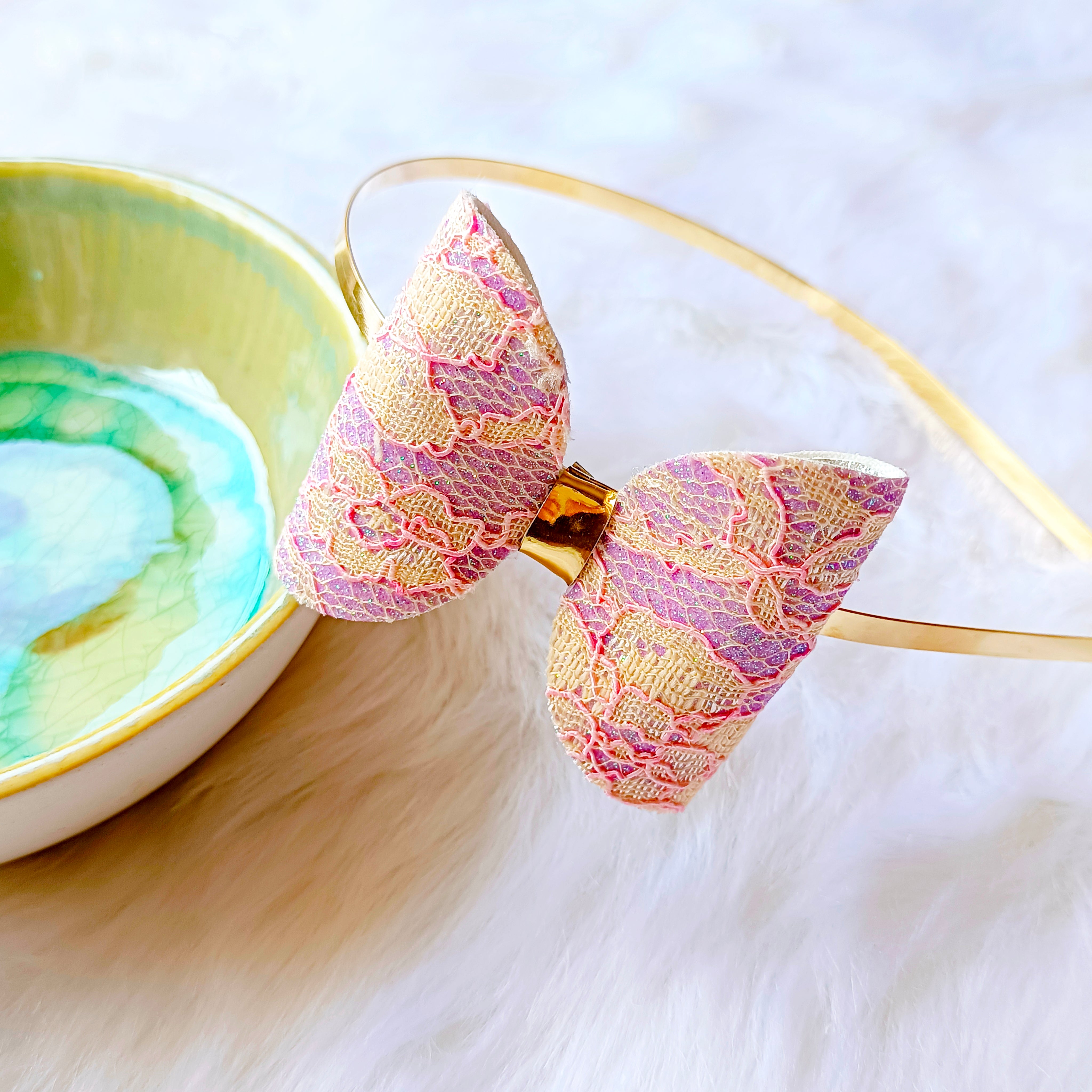 Intricate Pink & Purple Net Headband