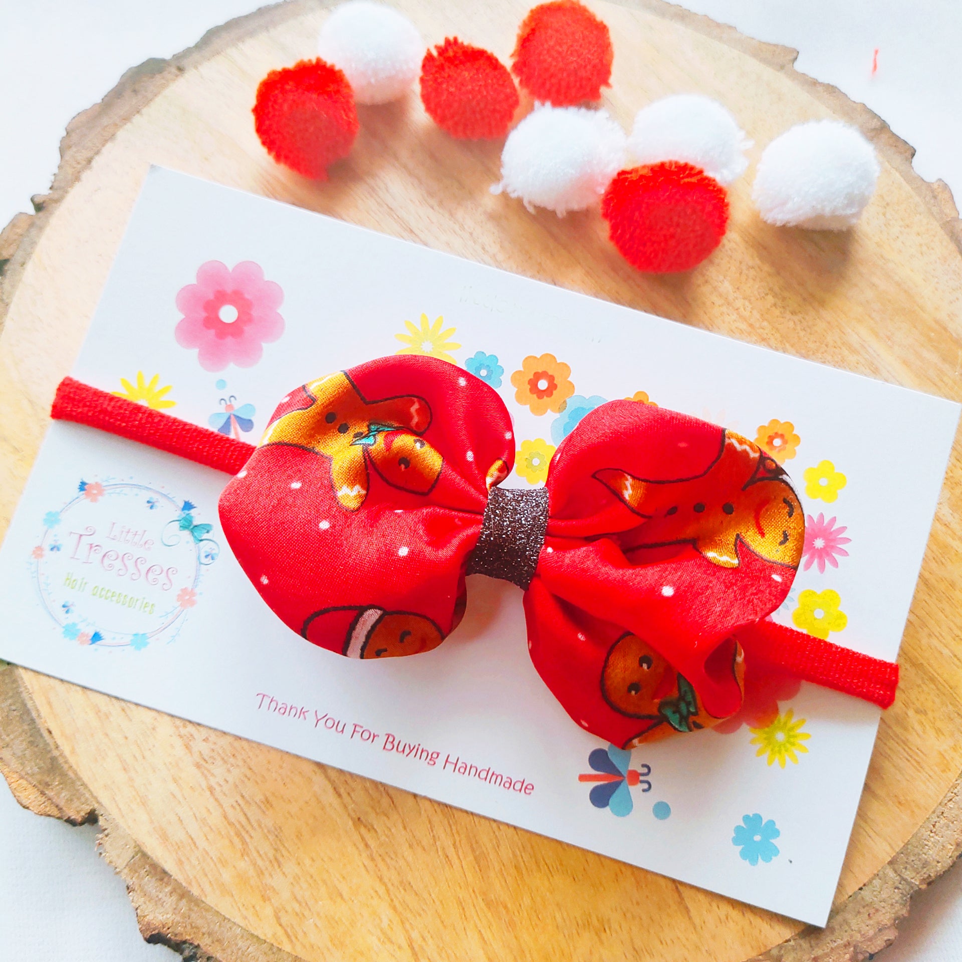 Gingerbread Balloon Soft Headband - Red