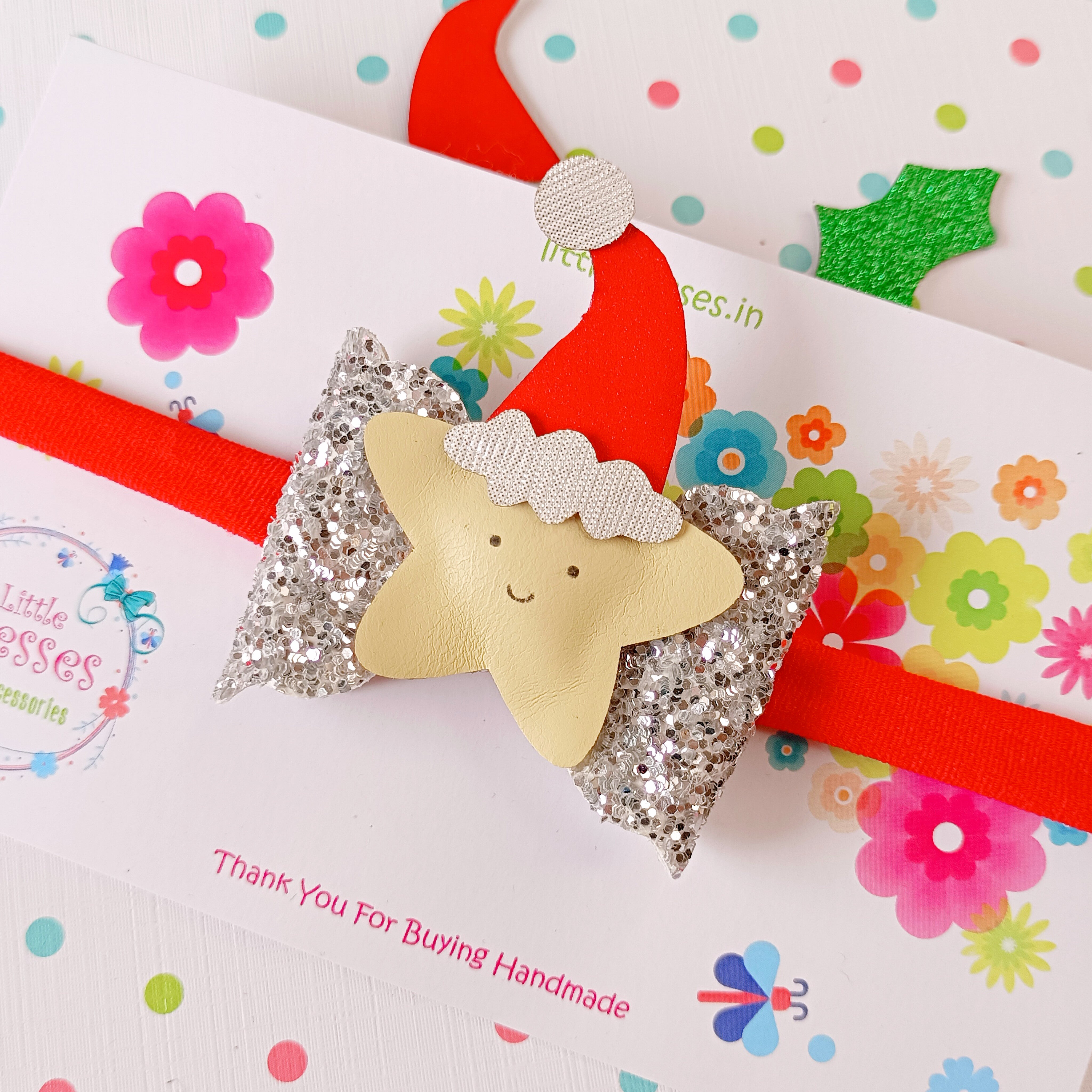 Santa Star Soft Stretchable Headband - Red & Yellow