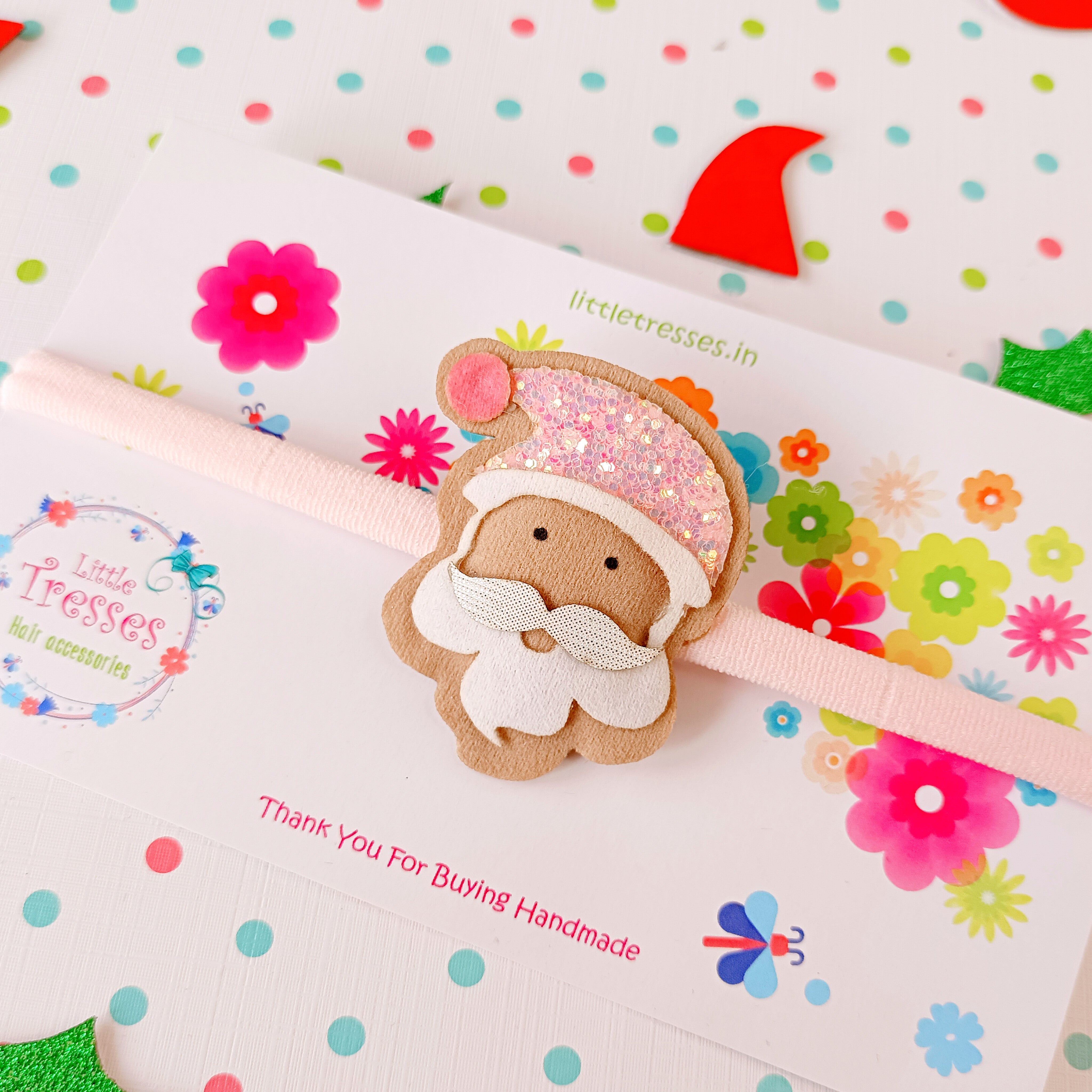 Santa Soft Stretchable Headband - Light Pink