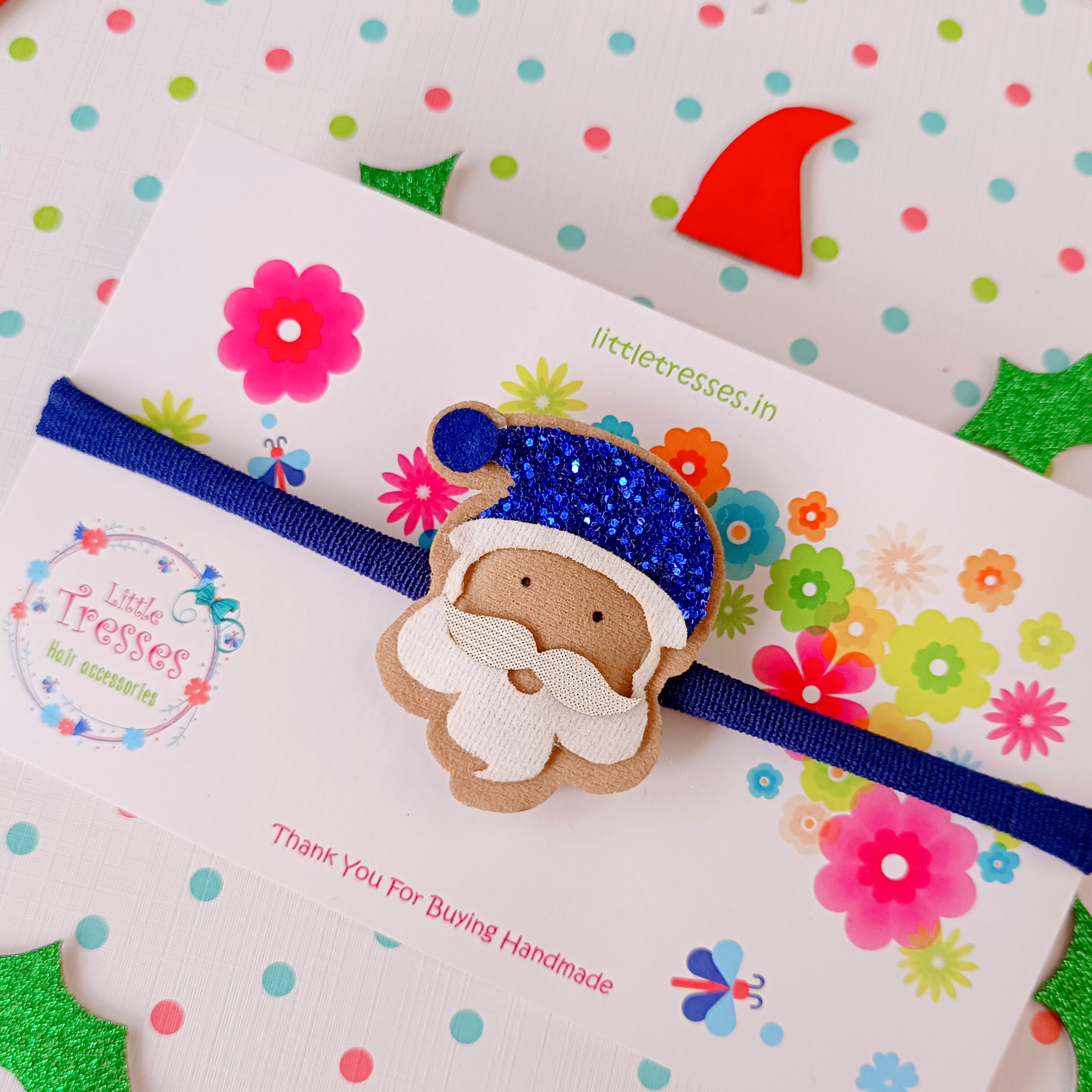 Christmas Santa Soft Stretchable Headband - Navy Blue