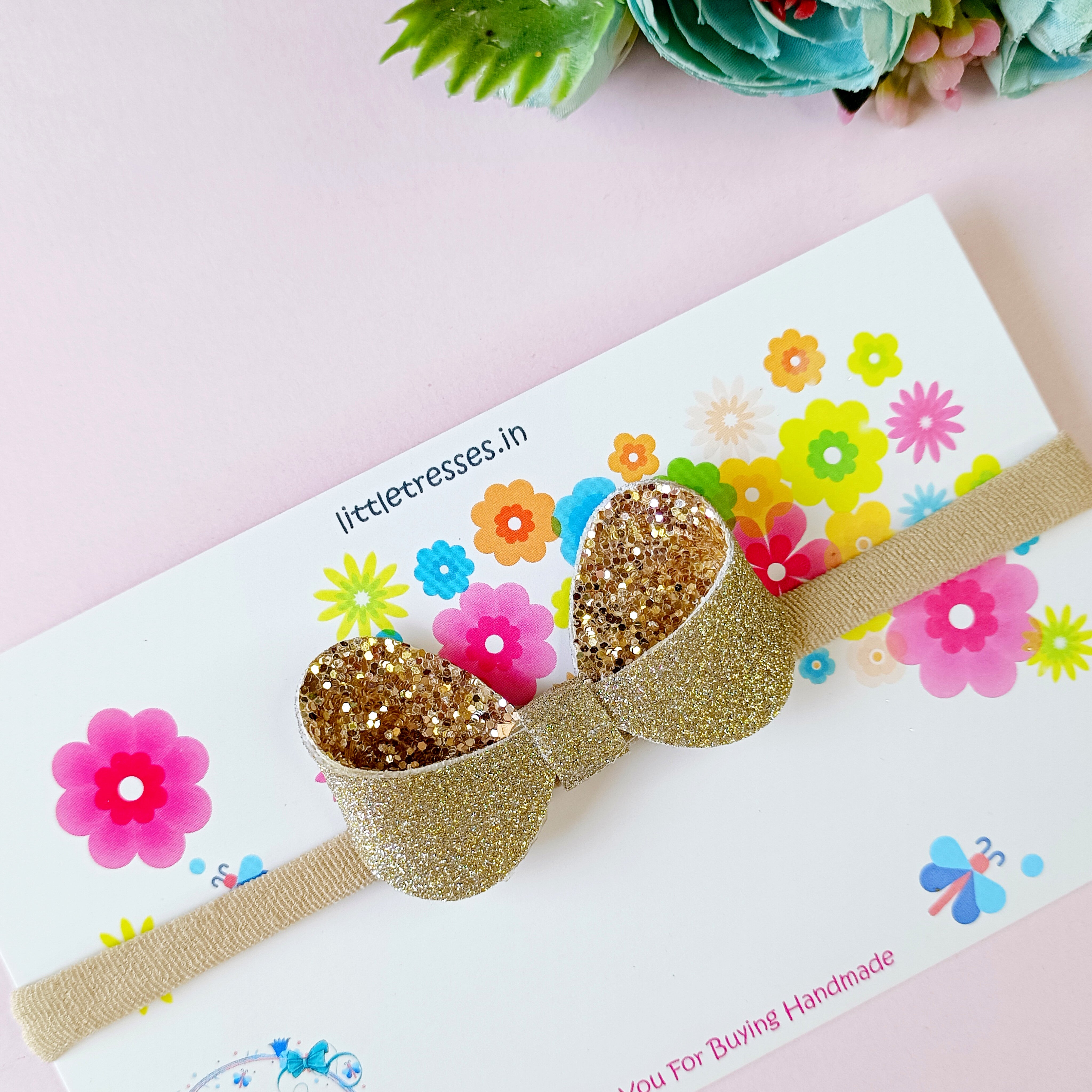 Combo of 2 Loopy Bows Headbands - Golden & Silver