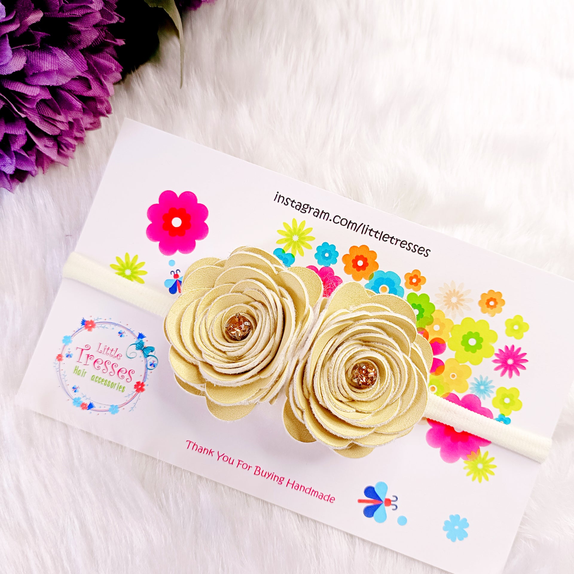 Yellow Twin Big Roses Soft Headband
