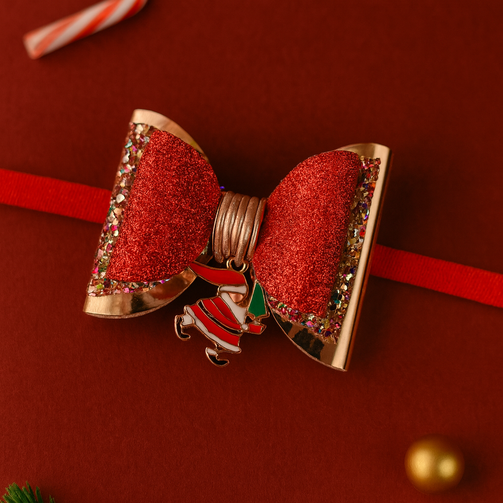 Santa with Christmas Tree Charm Soft Stretchable Headband